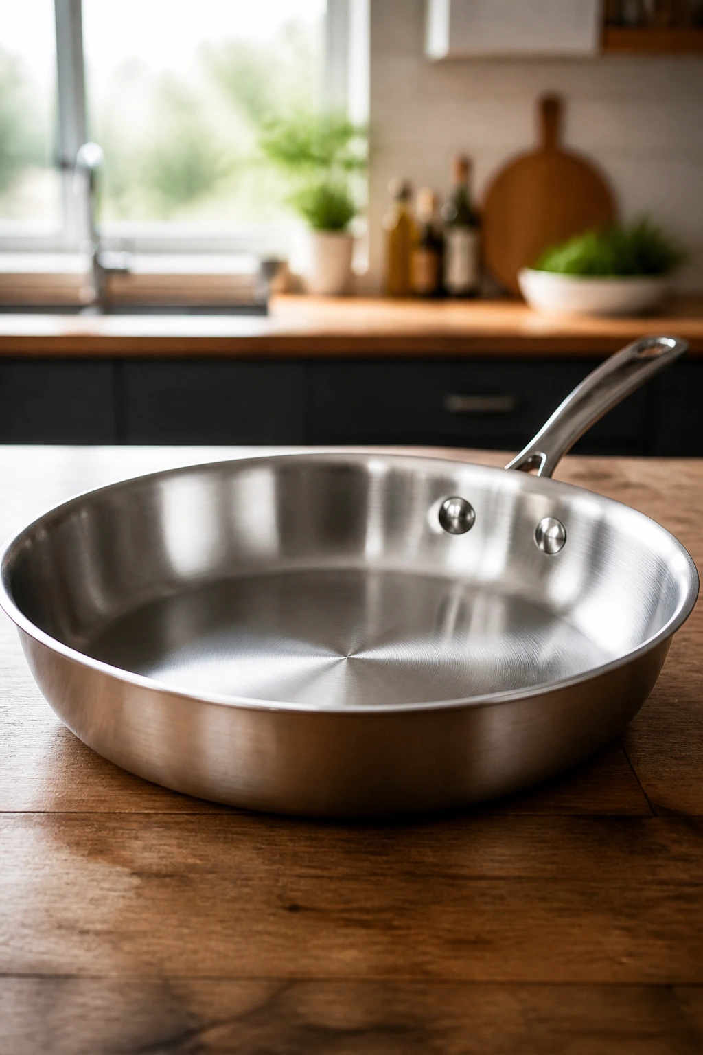 Close-up of a 12-inch skillet on a kitchen counter