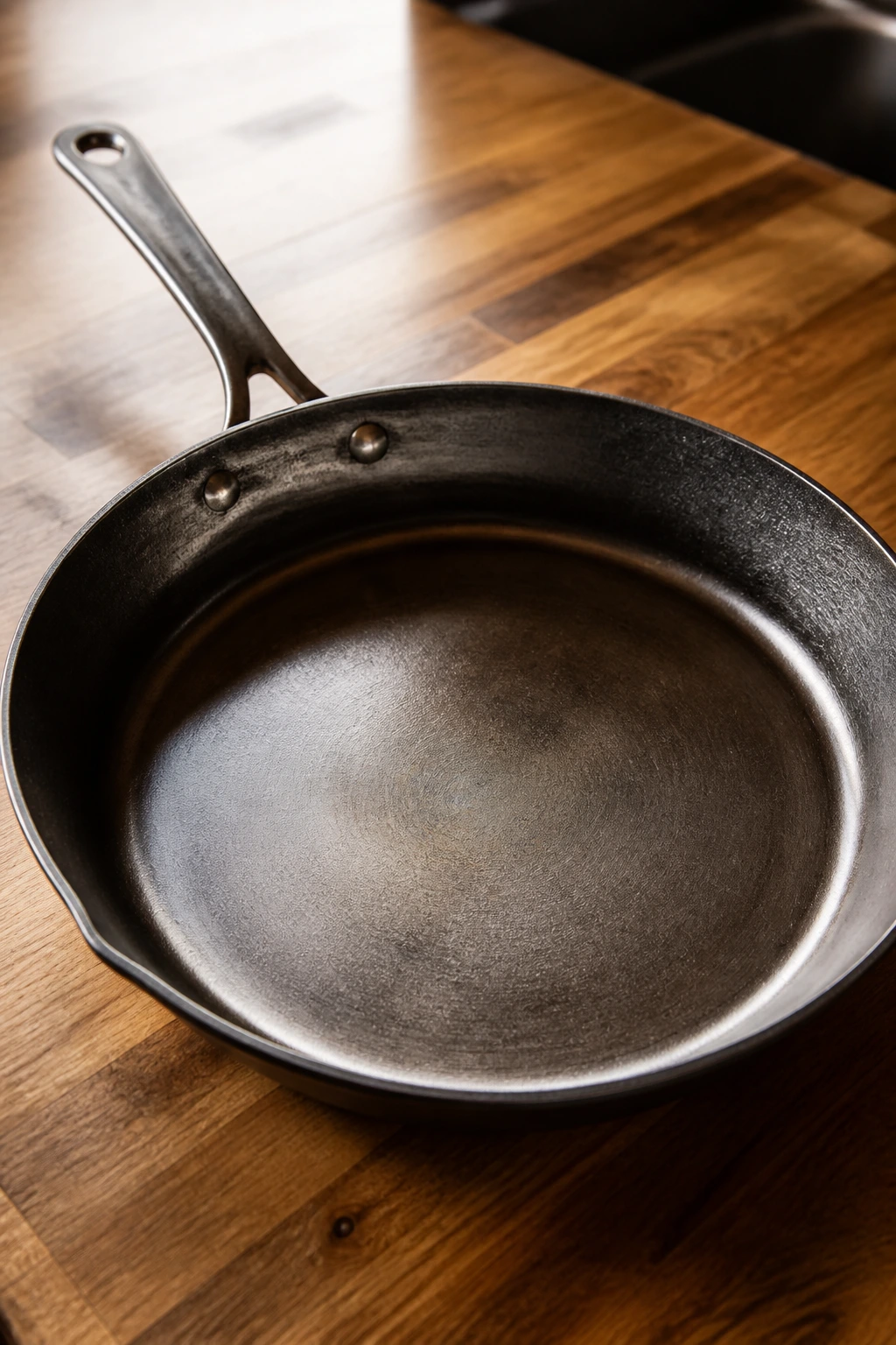 Close-up of a 12-inch skillet ready for skillet dinners.