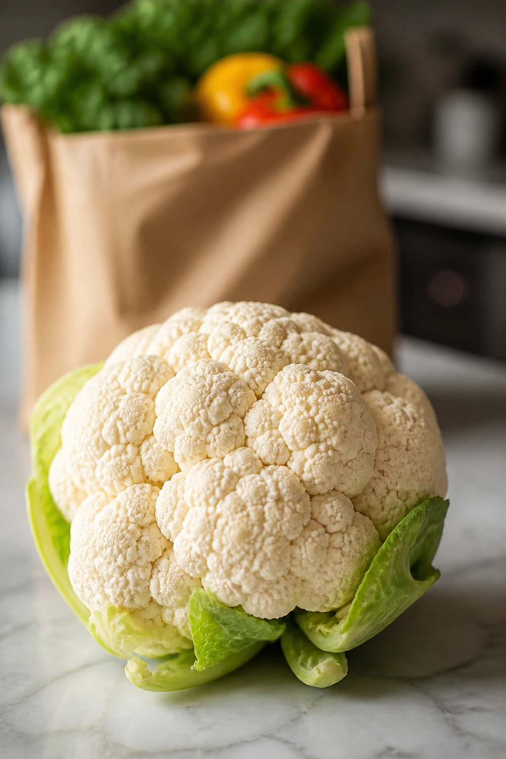 Cauliflower on counter representing smart shopping for vegan meals
