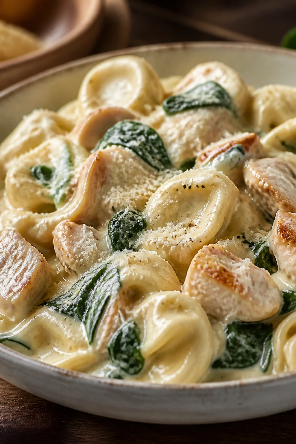 Creamy alfredo tortellini with chicken