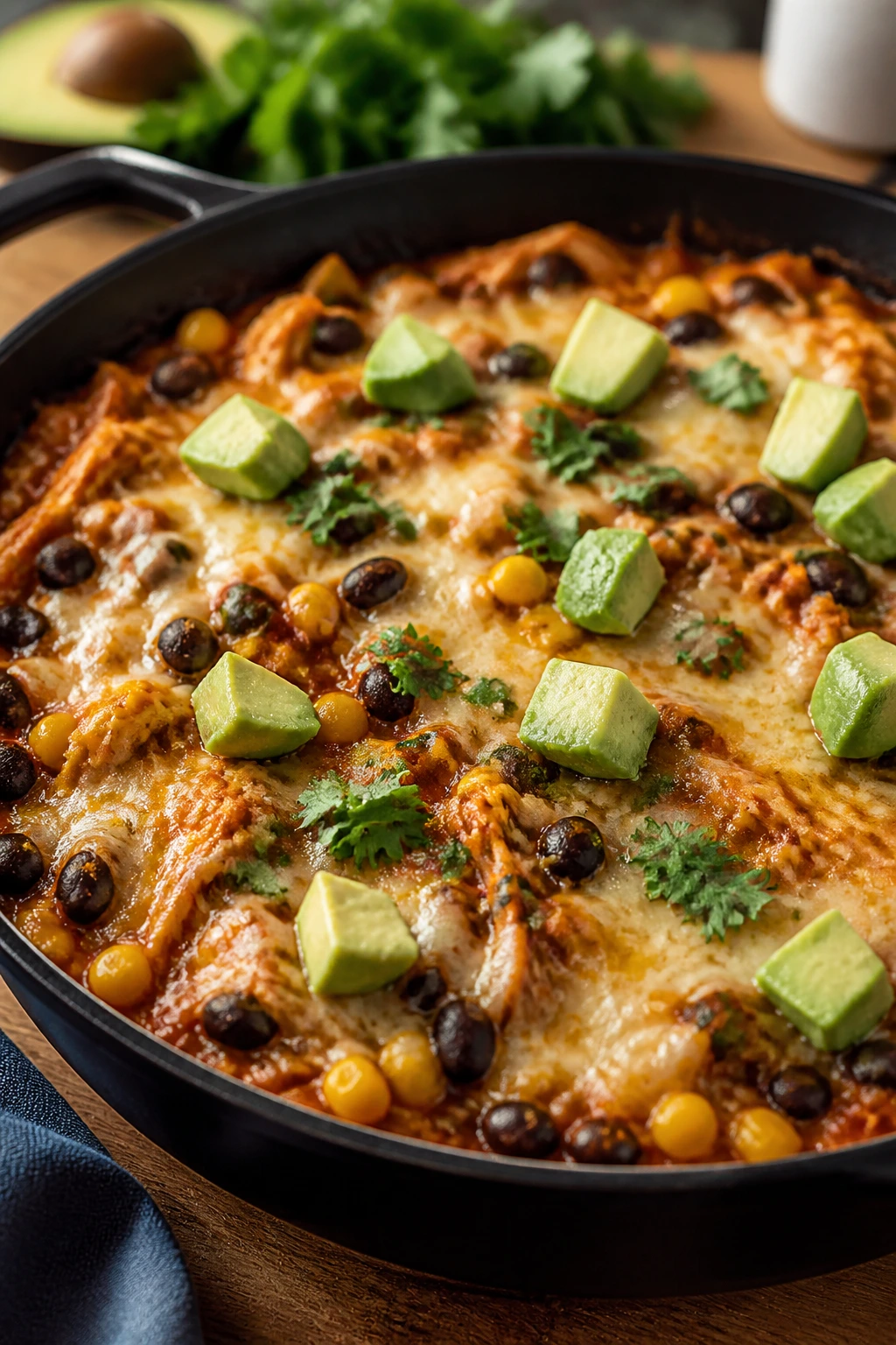 Chicken enchilada skillet with black beans and corn