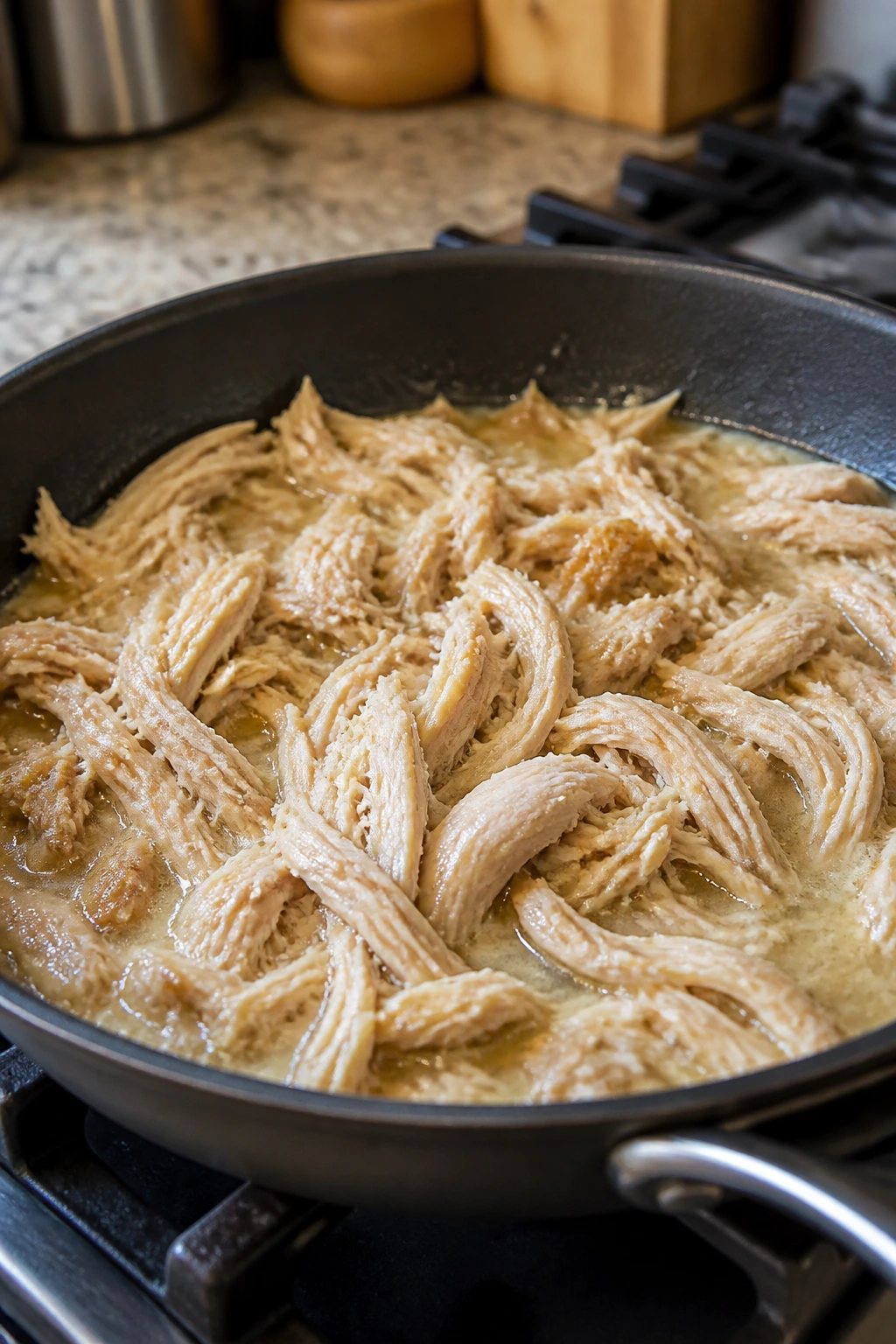 Close-up of dry rotisserie chicken in a pan illustrating common cooking mistakes