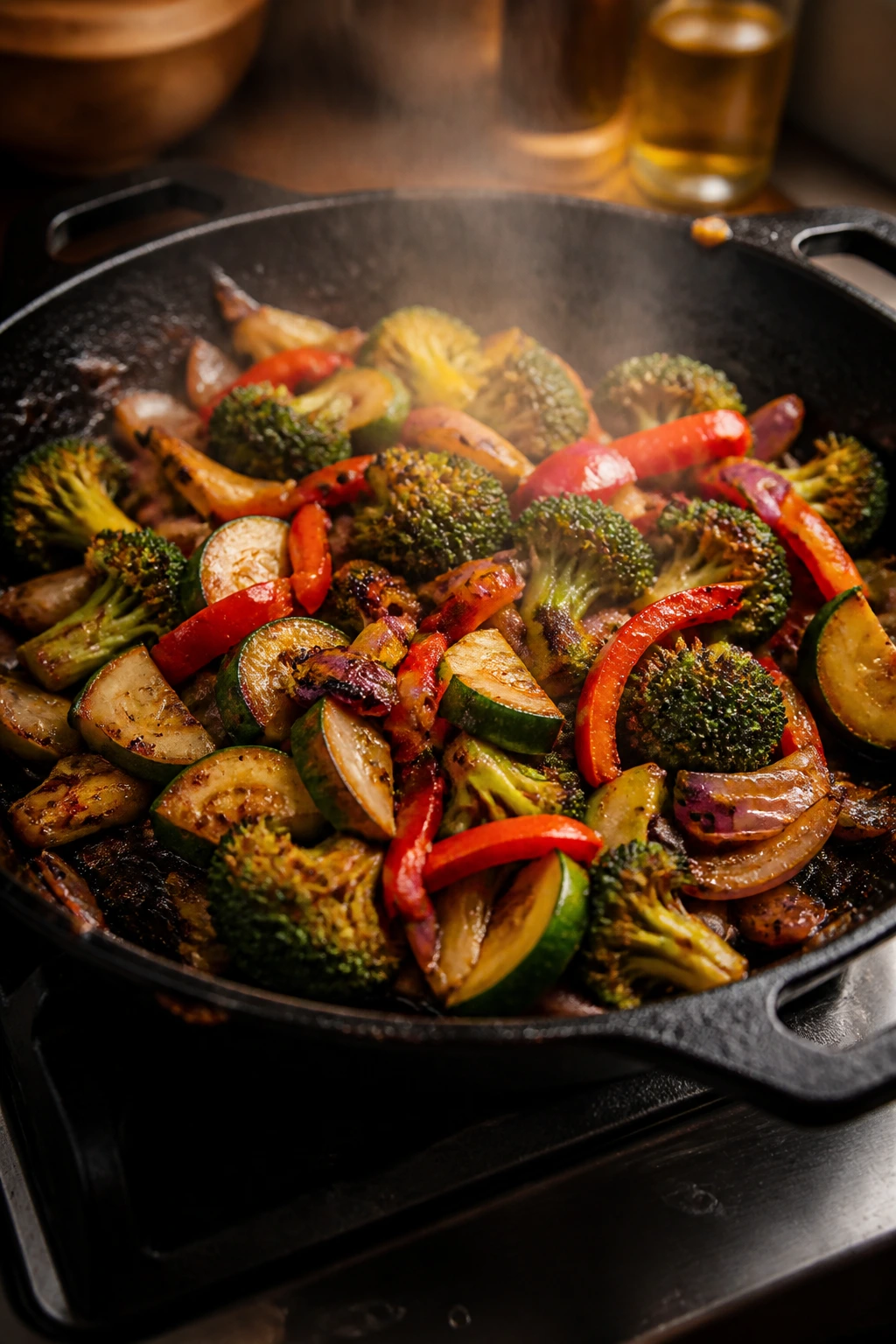 Skillet showing overcrowding and insufficient browning as common mistake.