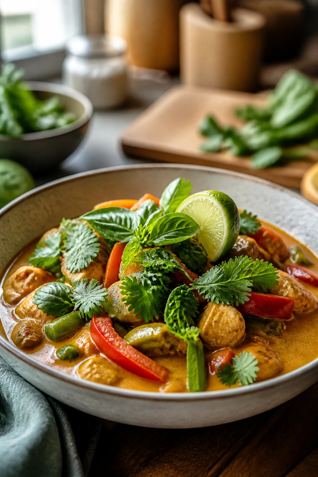 Coconut curry with fresh herbs, showcasing variations and adaptations