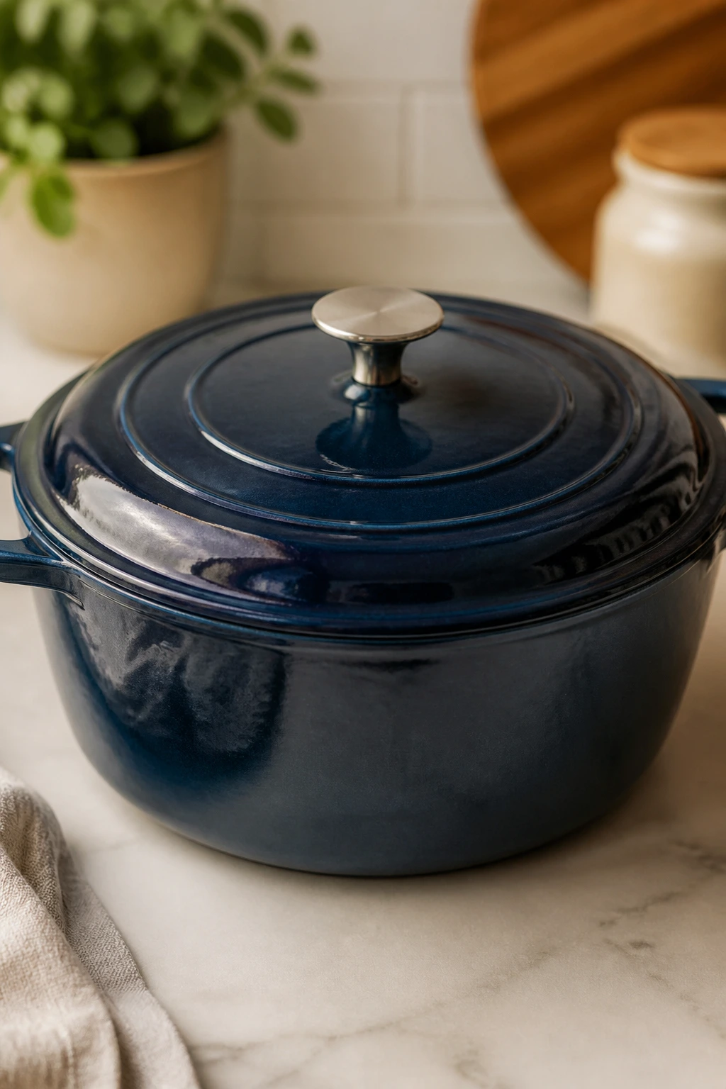 Dutch oven as essential kitchen equipment on counter