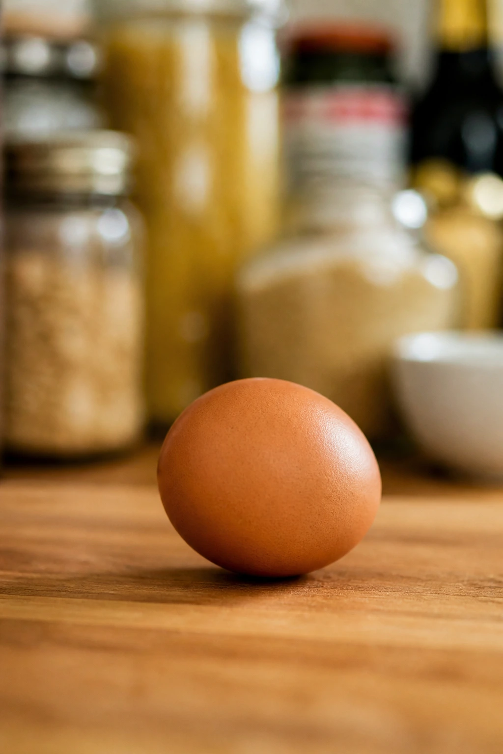 Single egg on kitchen counter for smart shopping ideas
