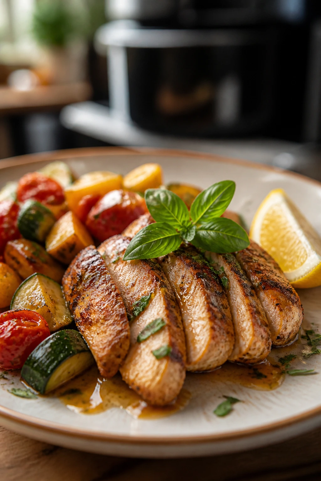 Herb-finished dish with glaze to boost flavor