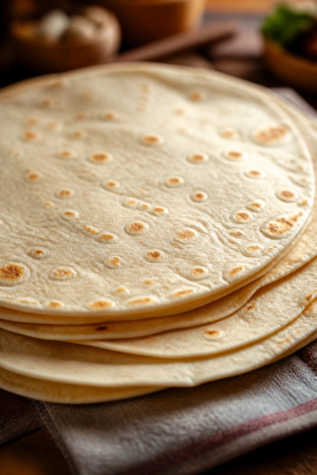Close-up of soft flour tortillas highlighting tortilla quality