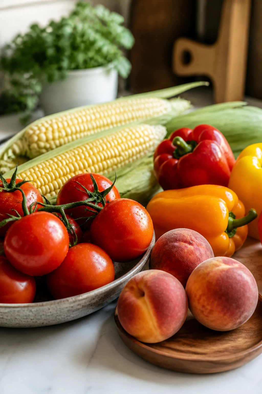 Fresh produce on a counter representing smart shopping