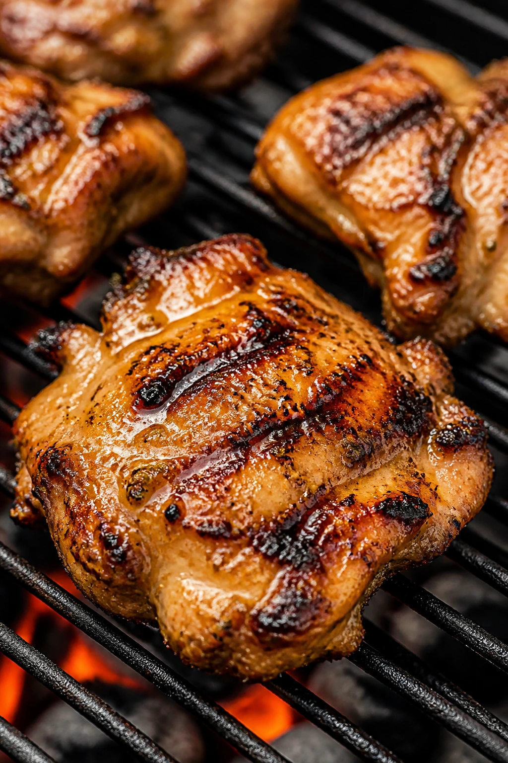 Juicy honey-lime grilled chicken thigh with char and glaze
