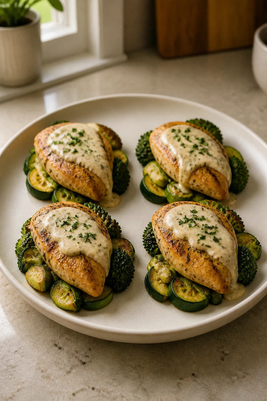 Plate with repeating pattern of keto portions