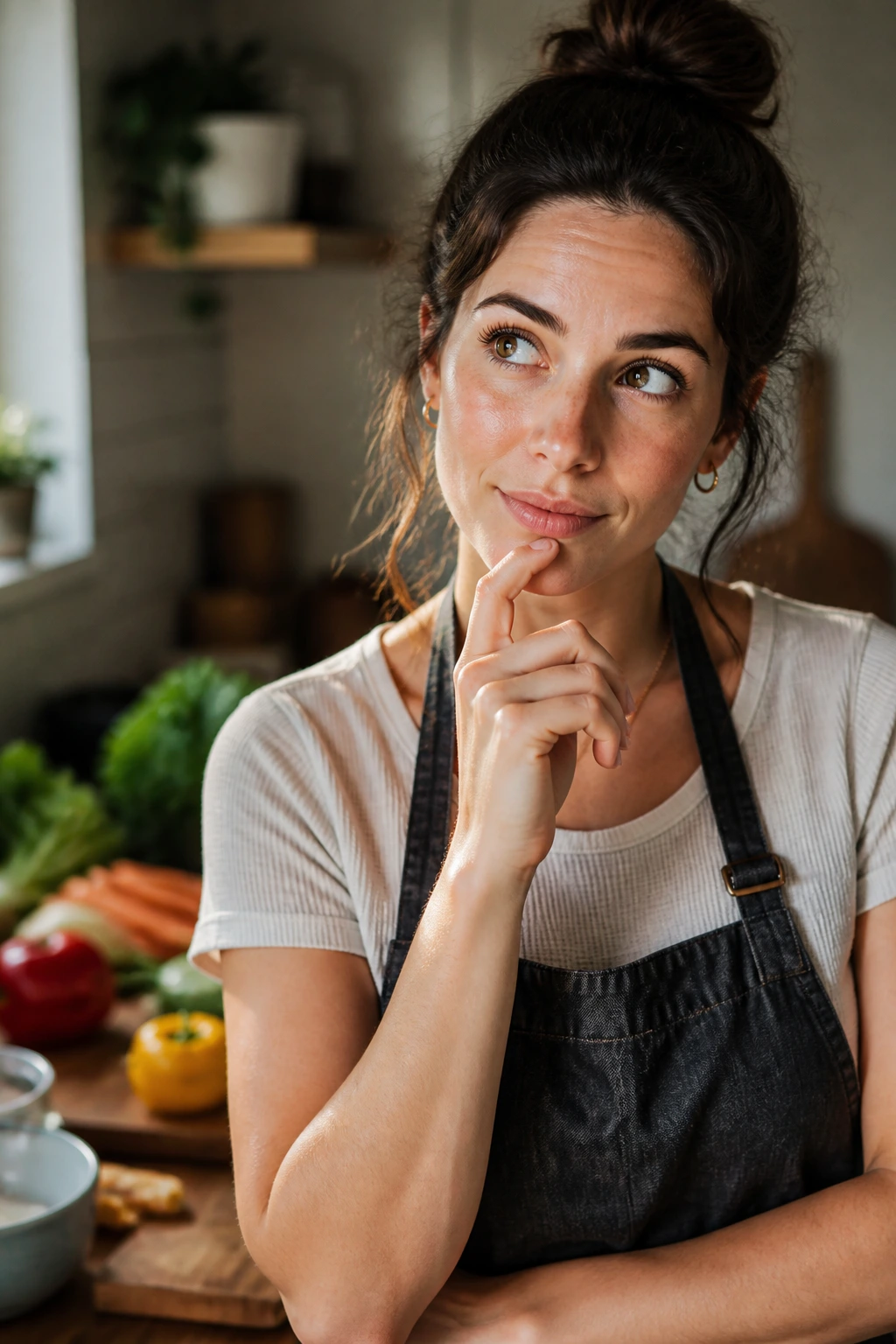 Portrait of a real person in a kitchen, representing frequently asked questions about quick dinners