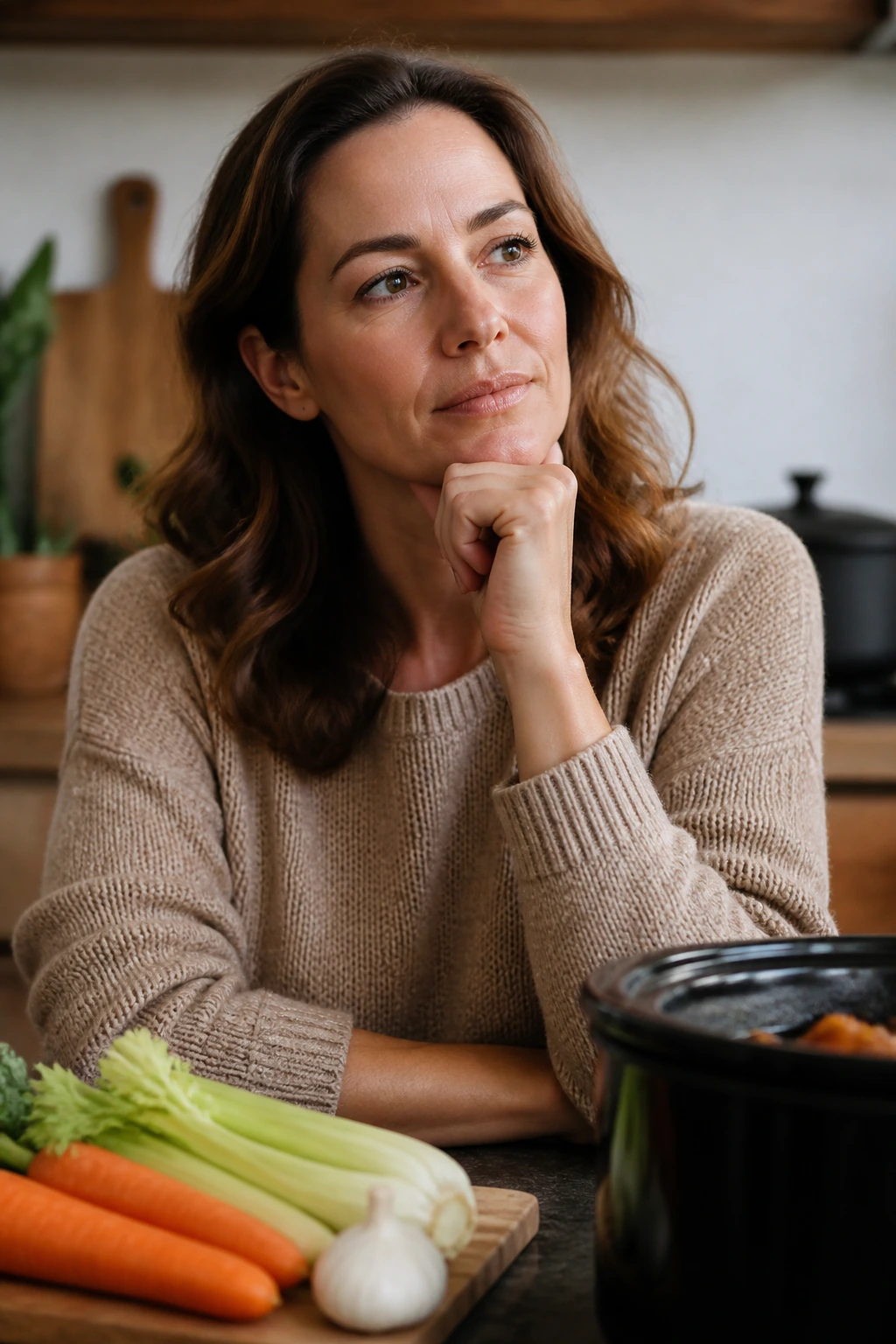 Real person in kitchen portrait representing FAQs about crockpot soups