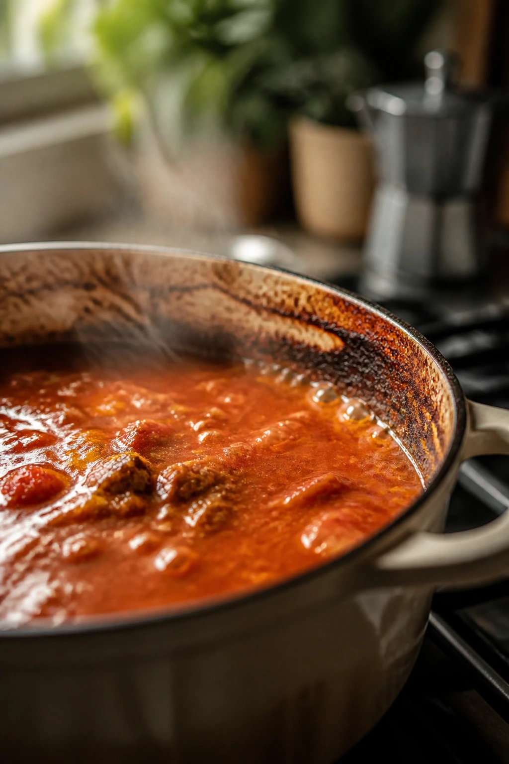 Close-up of a pot showing common cooking mistakes like scorching sauce