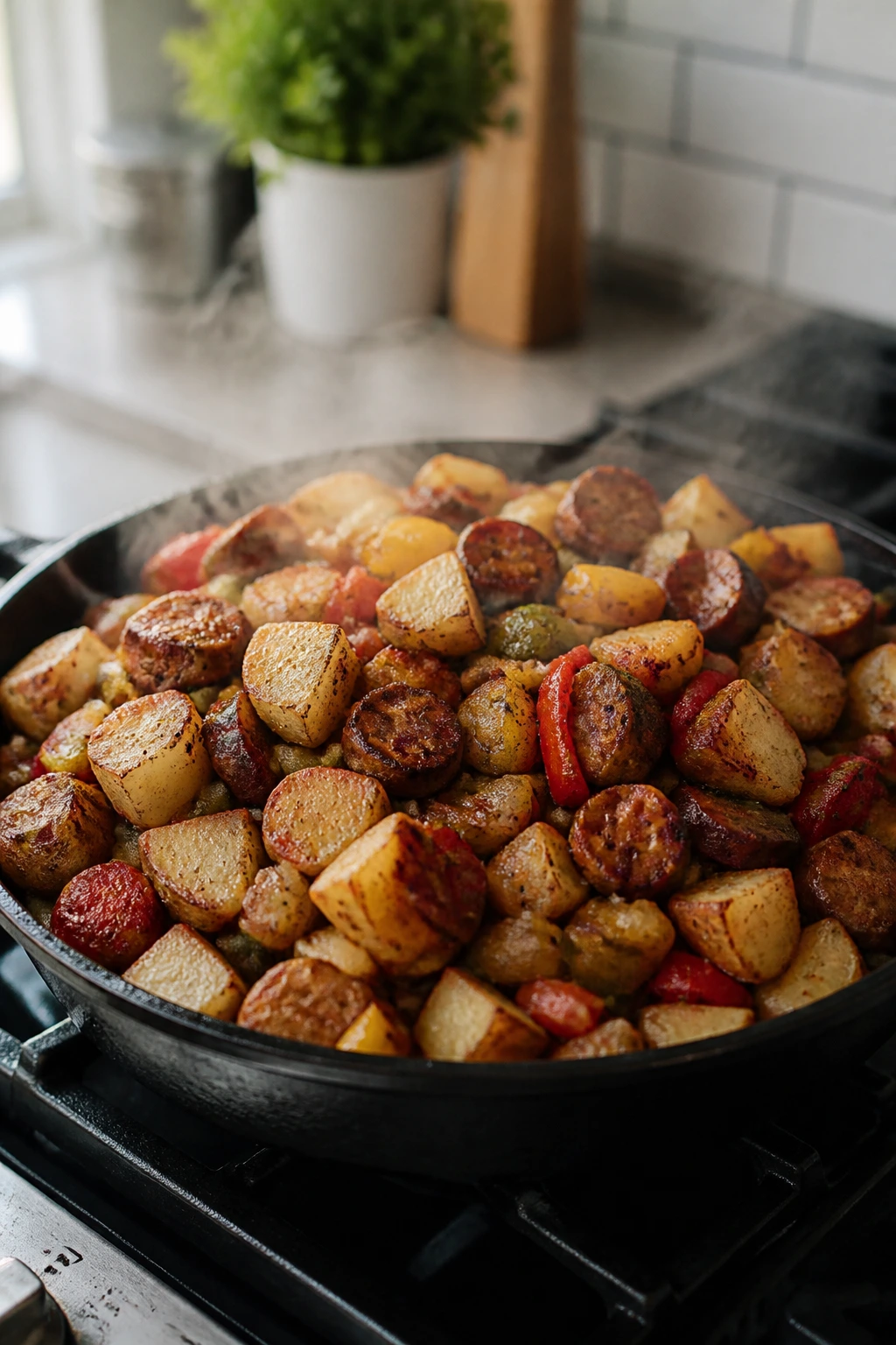 Overcrowded pan illustrating common budget cooking mistakes