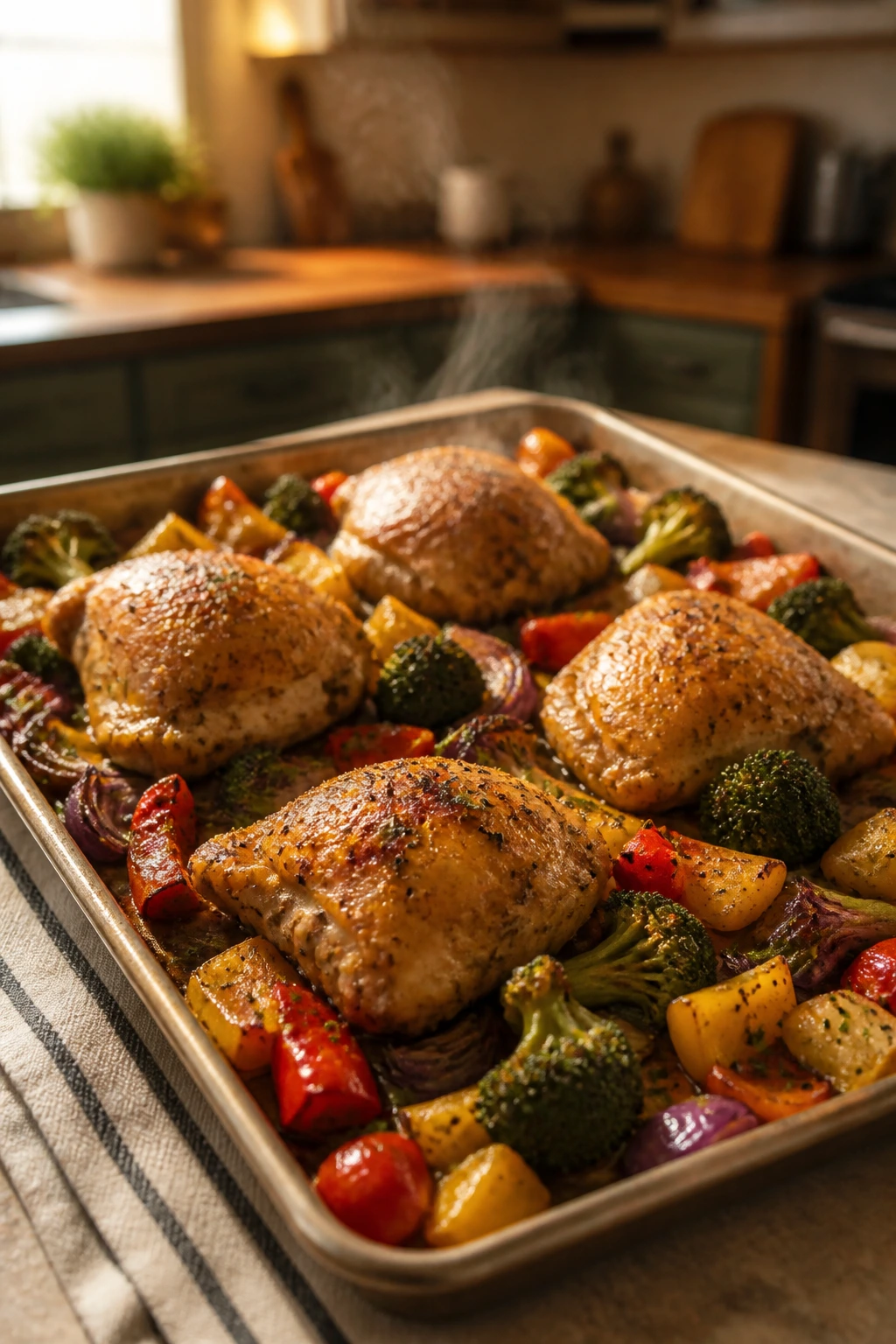 Cozy kitchen with a simple no-fuss dinner on the counter