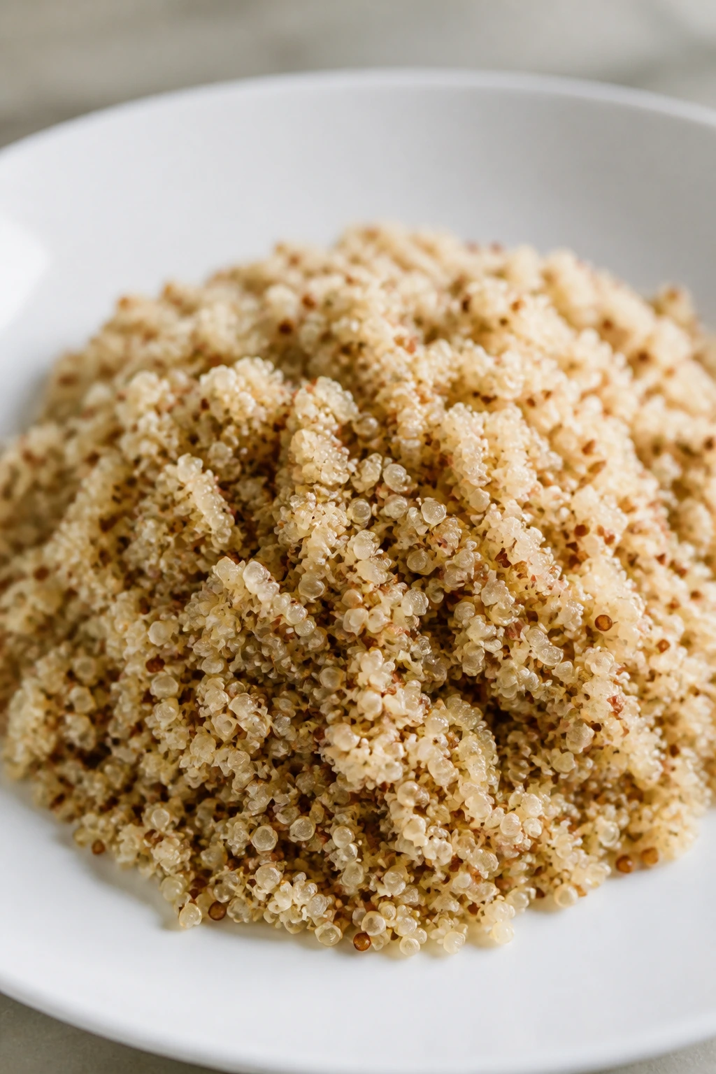 Mound of quinoa on plate ready for variations