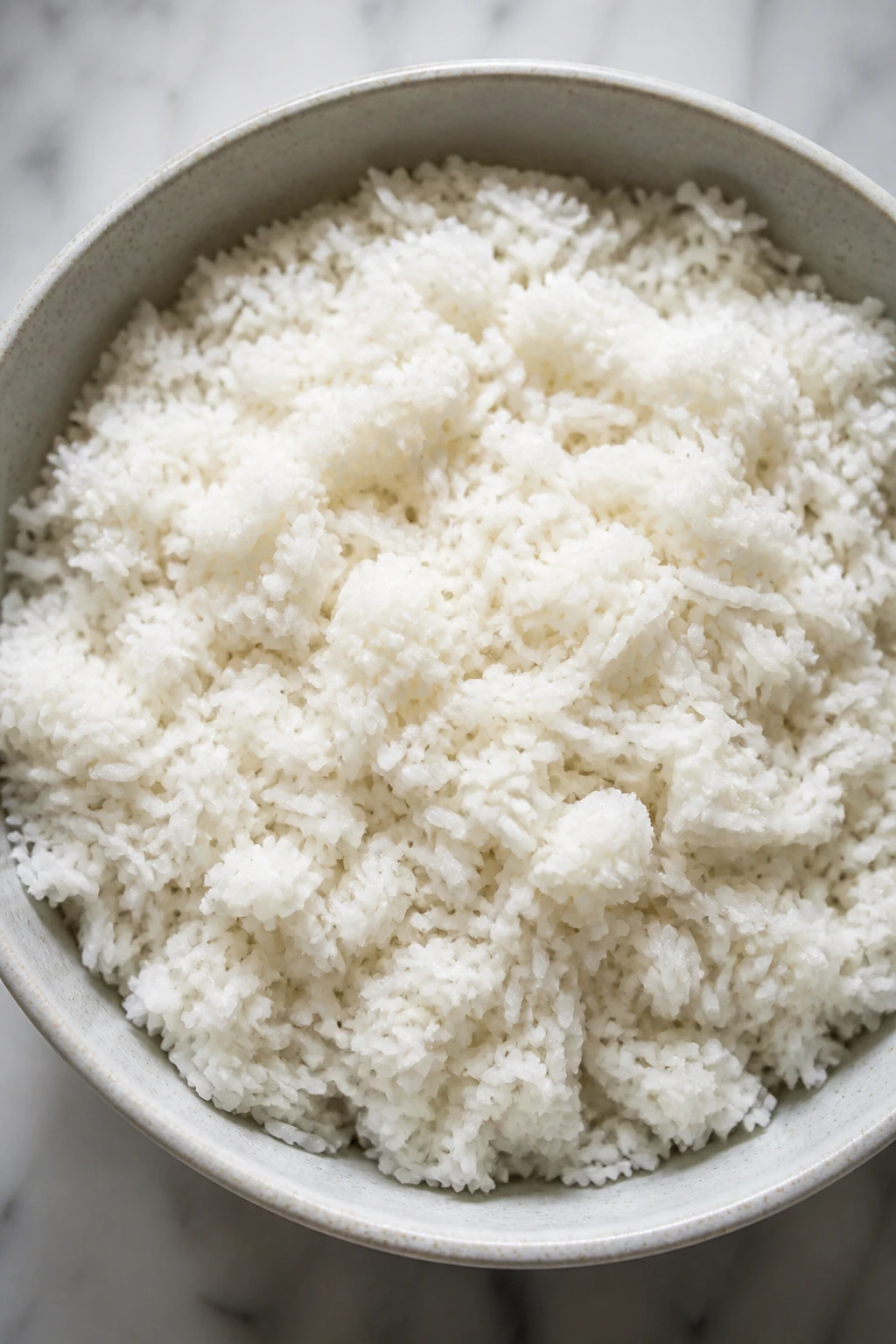 Fluffy rinsed white rice in a bowl