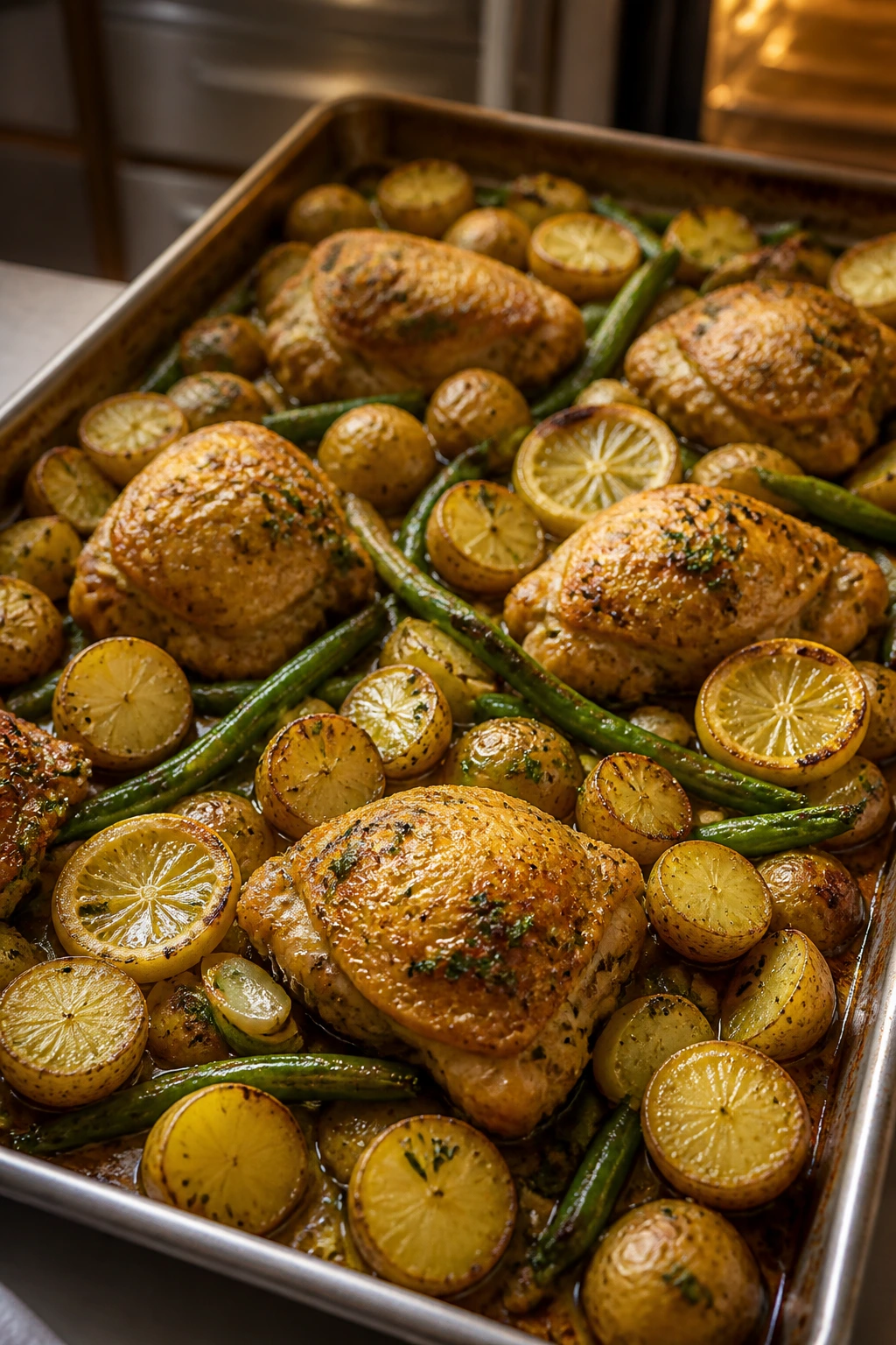 Sheet-pan lemon garlic chicken and potatoes