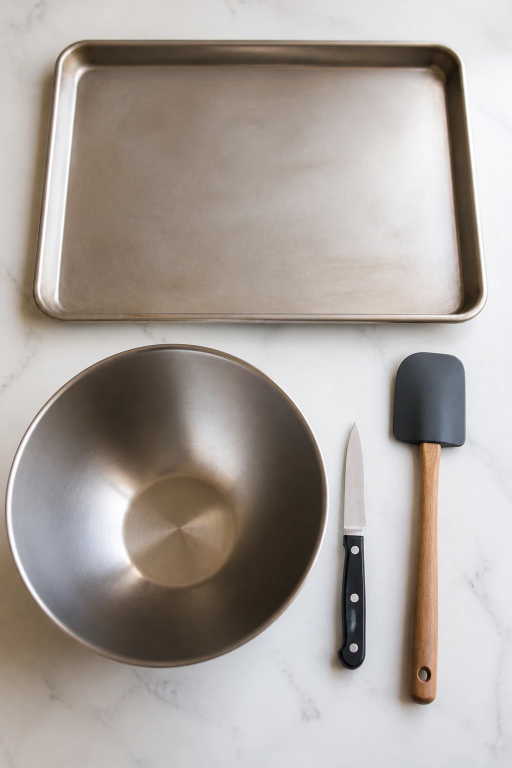 Top-down view of essential kitchen equipment for this recipe