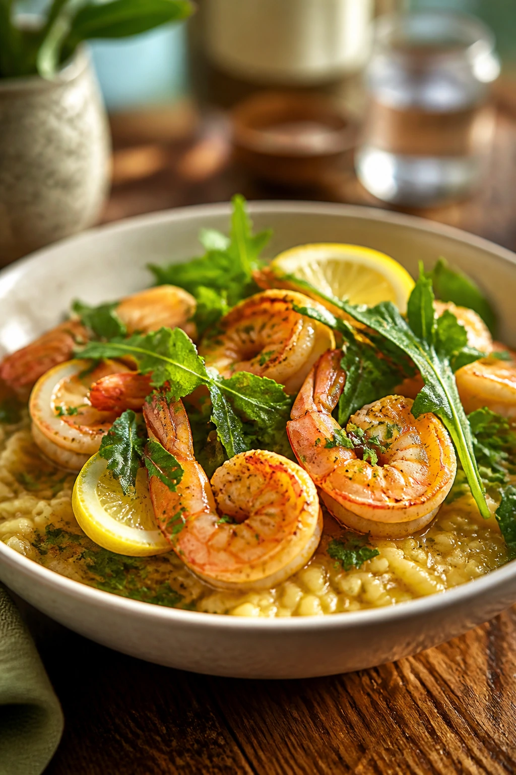 Beautifully plated shrimp dish ready to serve