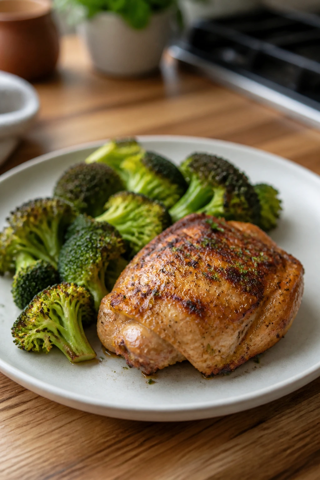 Simple keto dinner plate with chicken and broccoli