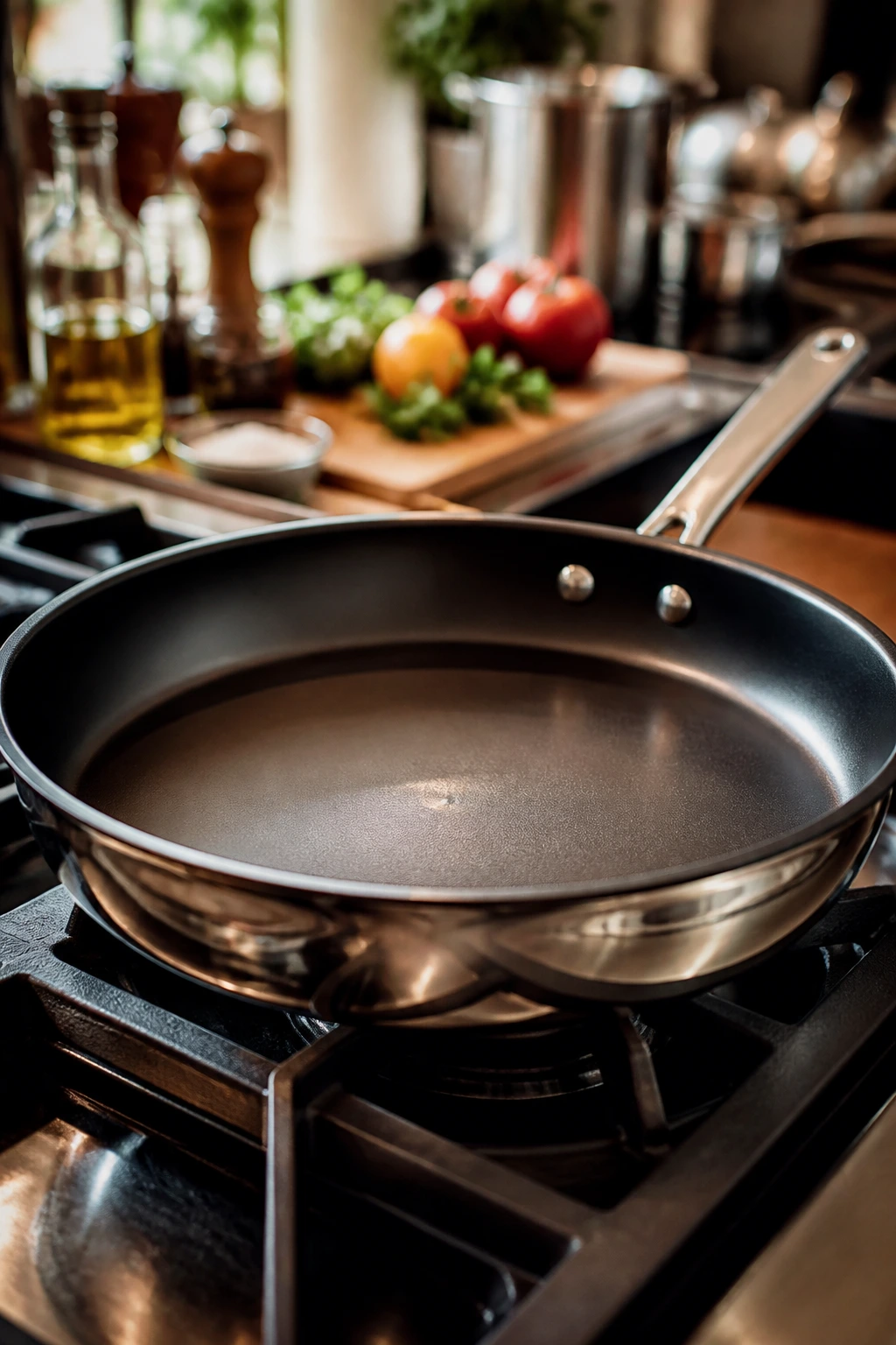 Close-up of a 12-inch skillet ready for cooking