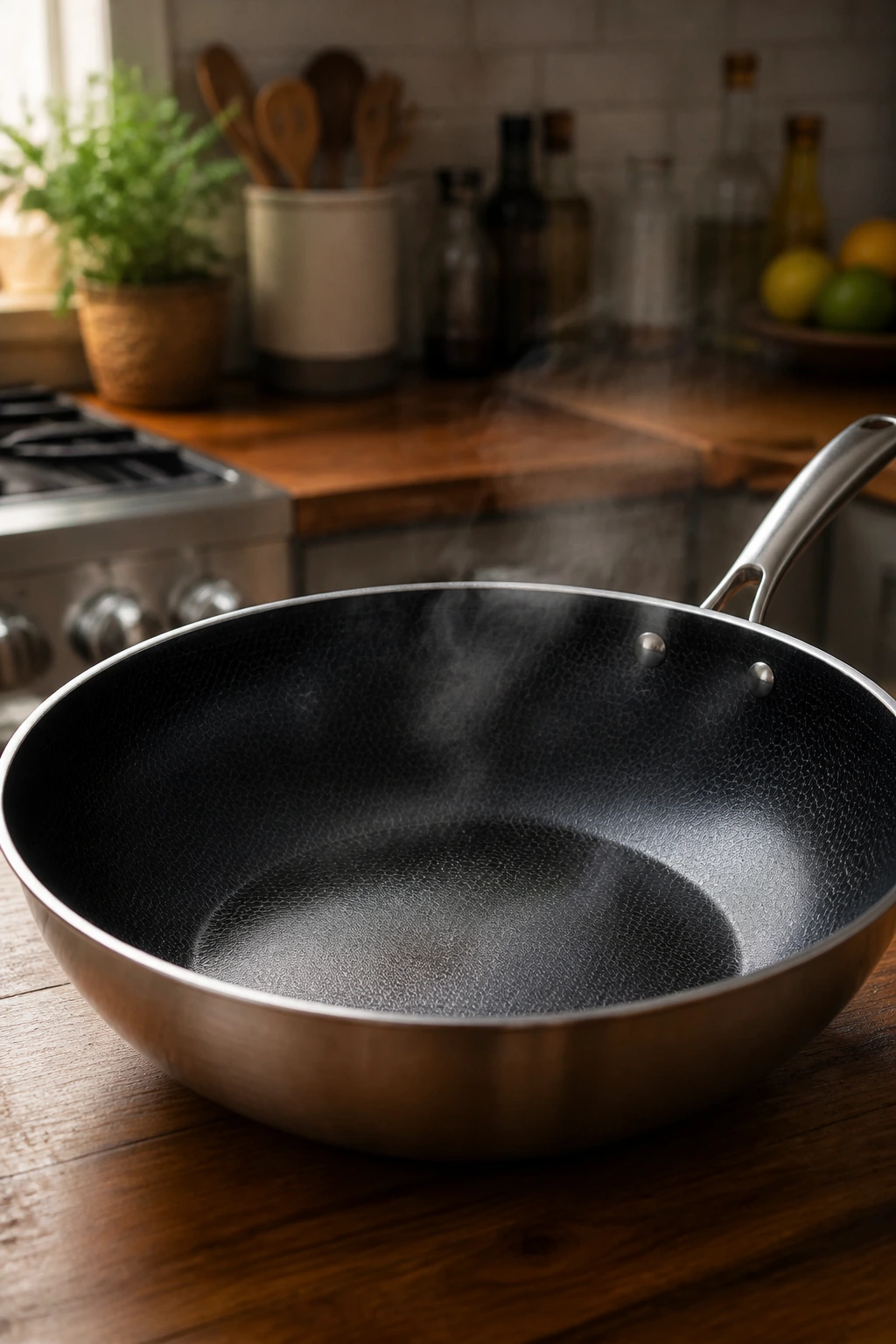 Close-up of a 12-inch skillet on a kitchen counter