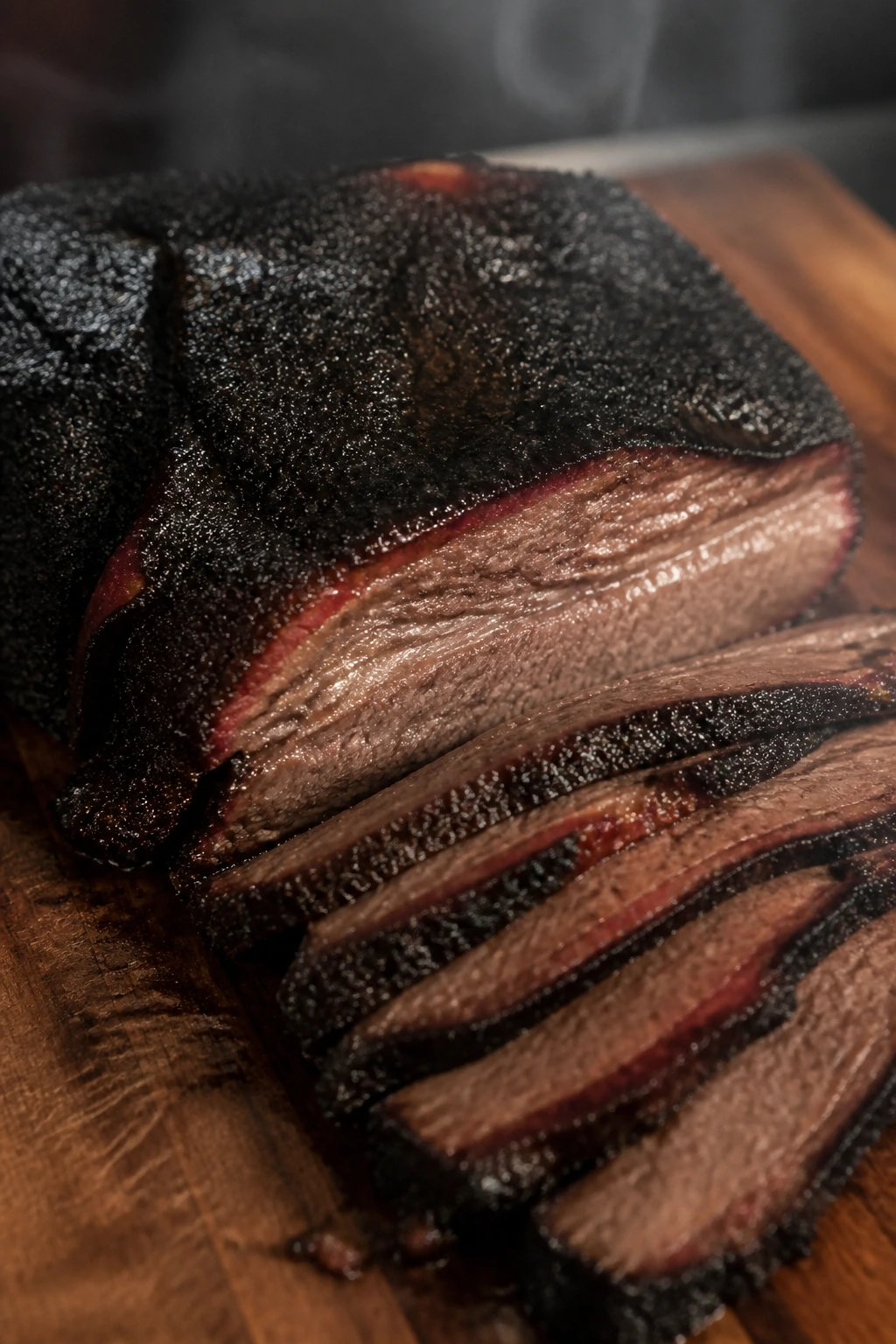 Brisket with burnt bark illustrating smoking mistakes.