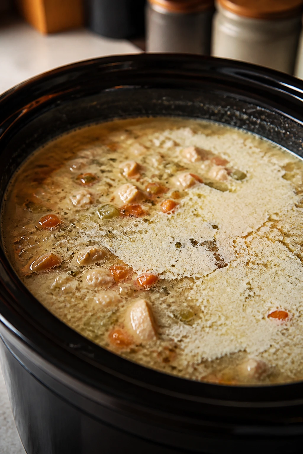 Close-up of soup showing dairy separation as common mistake