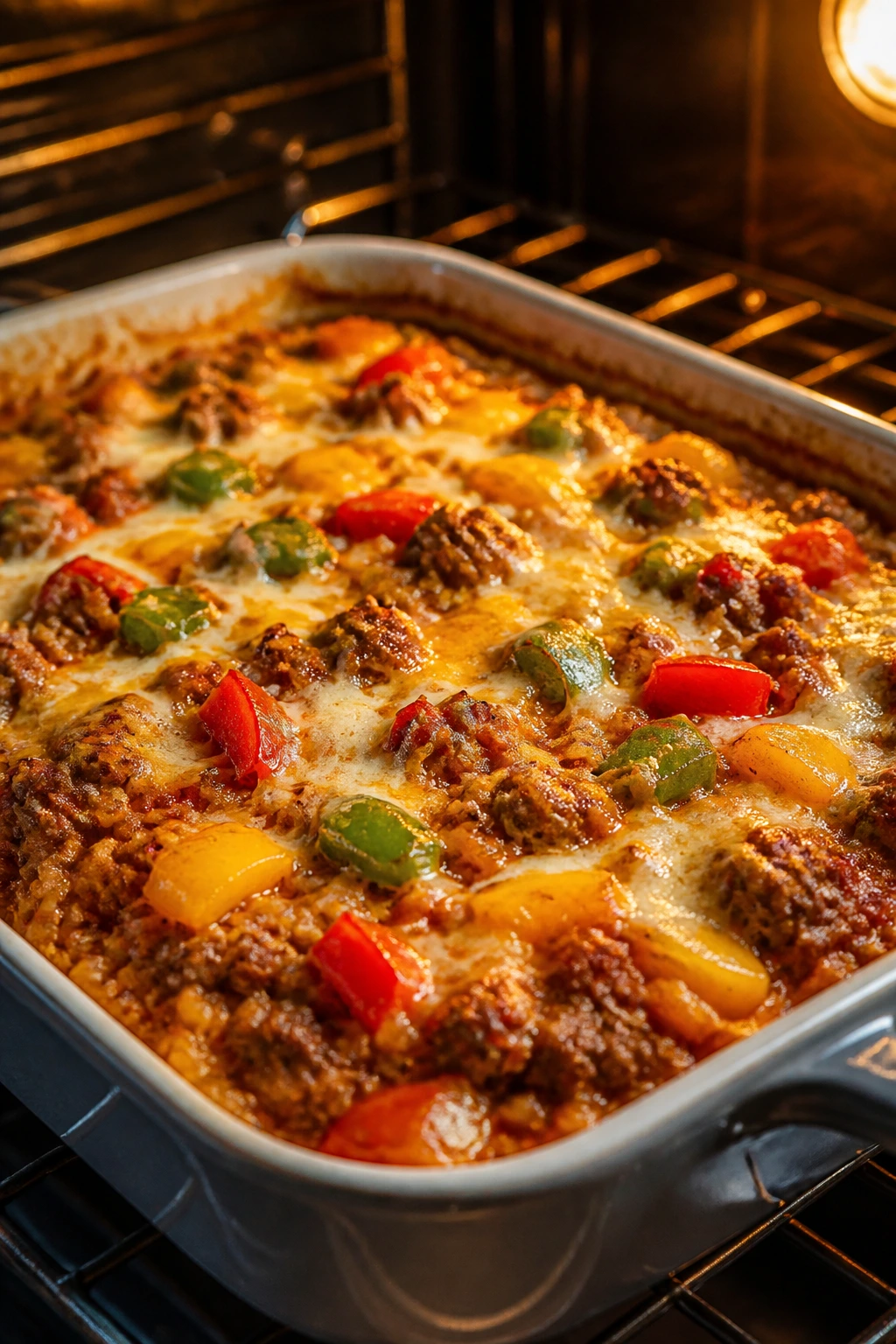 Stuffed Pepper Casserole with beef, rice and cheese