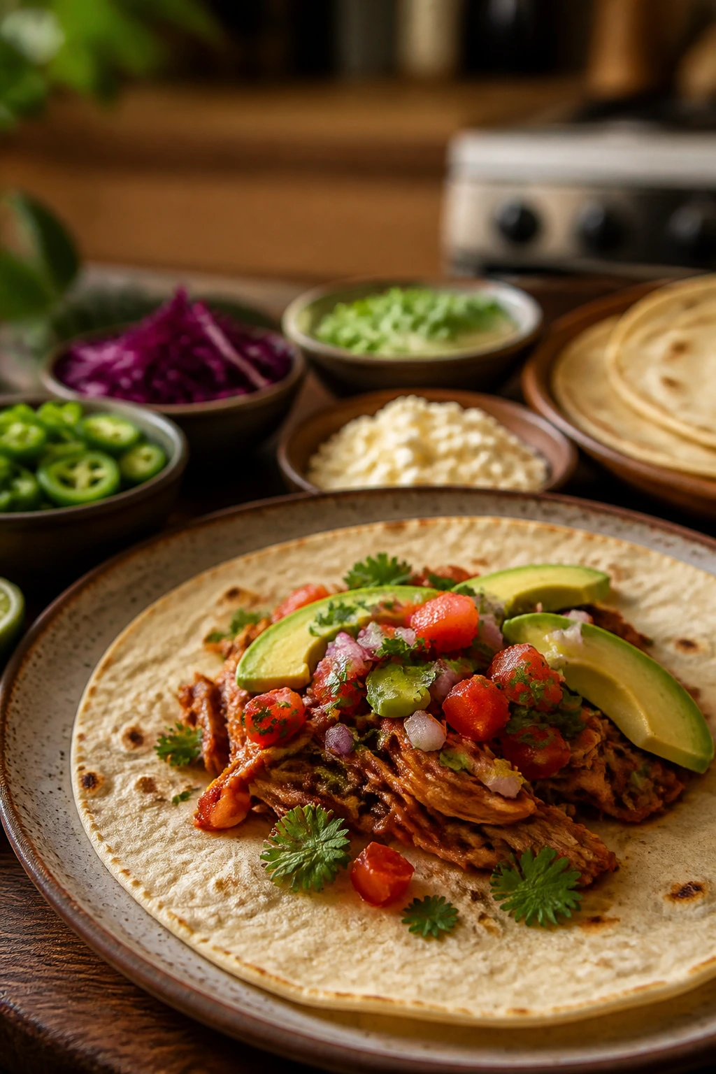 Corn tortilla-based meal ready for variations with toppings