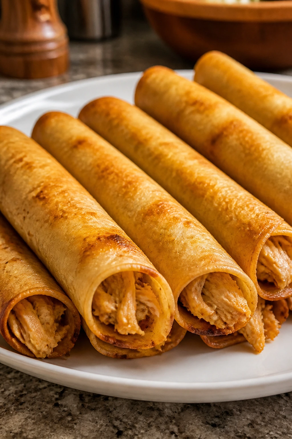 Crispy taquitos on a plate