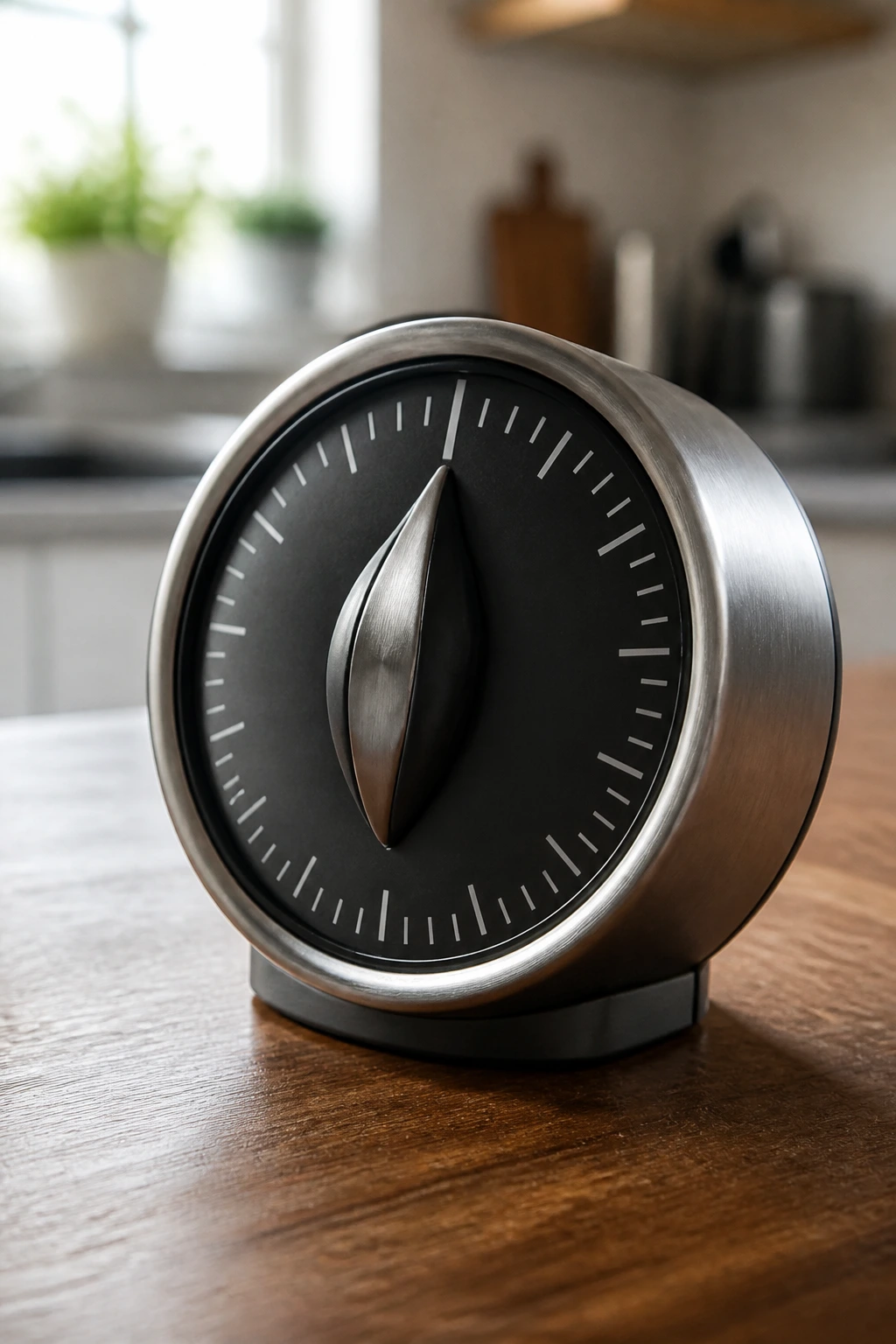 Close-up of a kitchen timer on a wooden counter symbolizing time-saving weeknight dinners