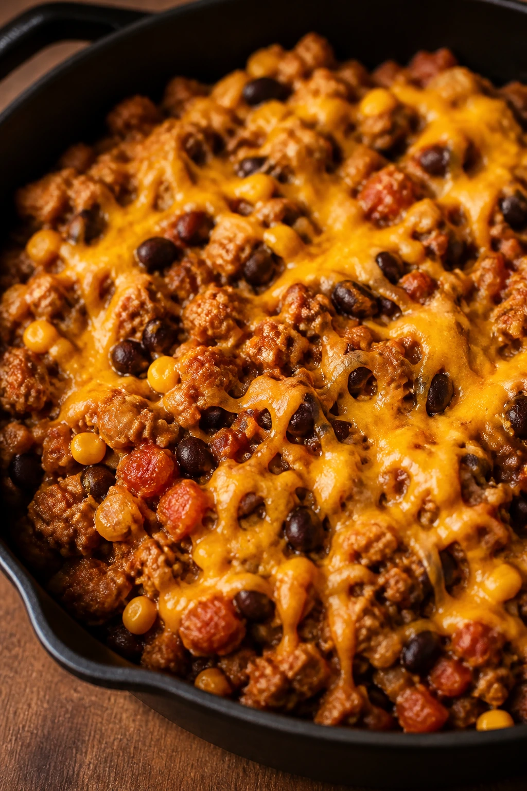 Turkey taco skillet with melted cheese