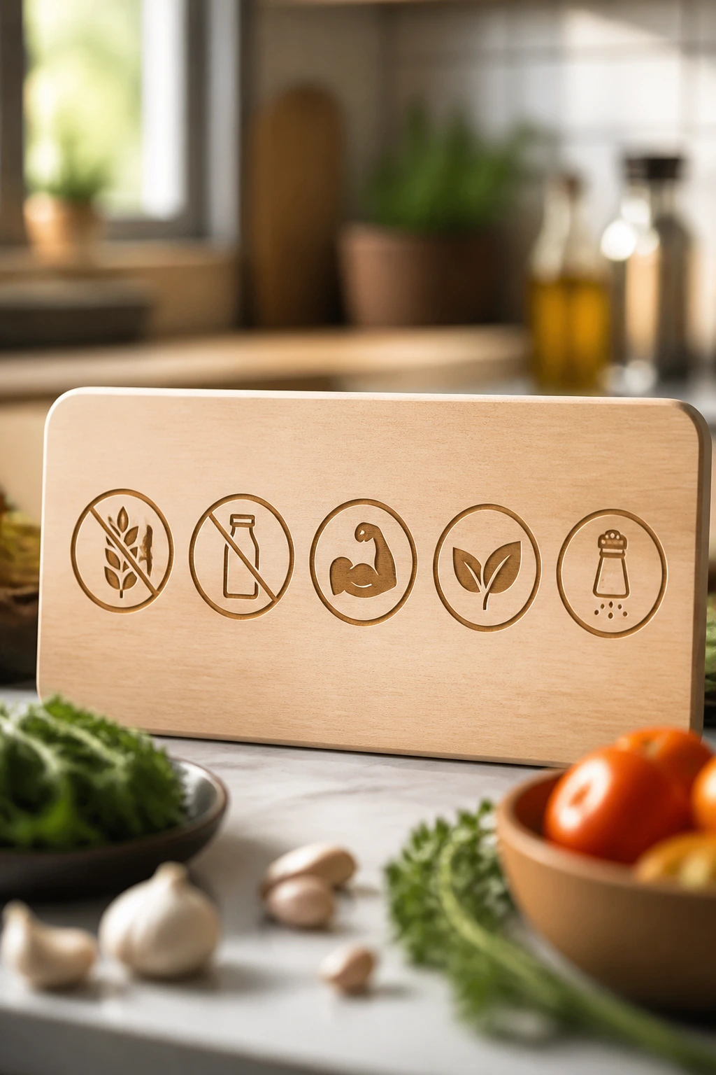 Minimalist icon board showing variations for different diets