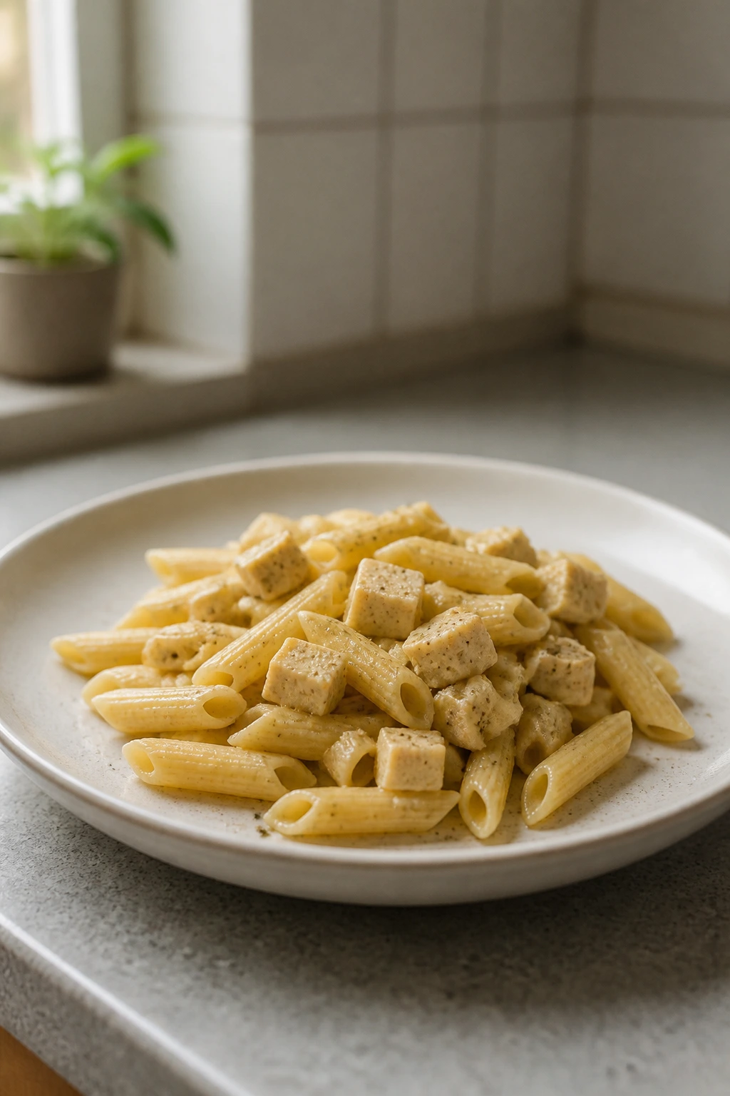 Bland vegan dish on a plain plate illustrating common mistakes