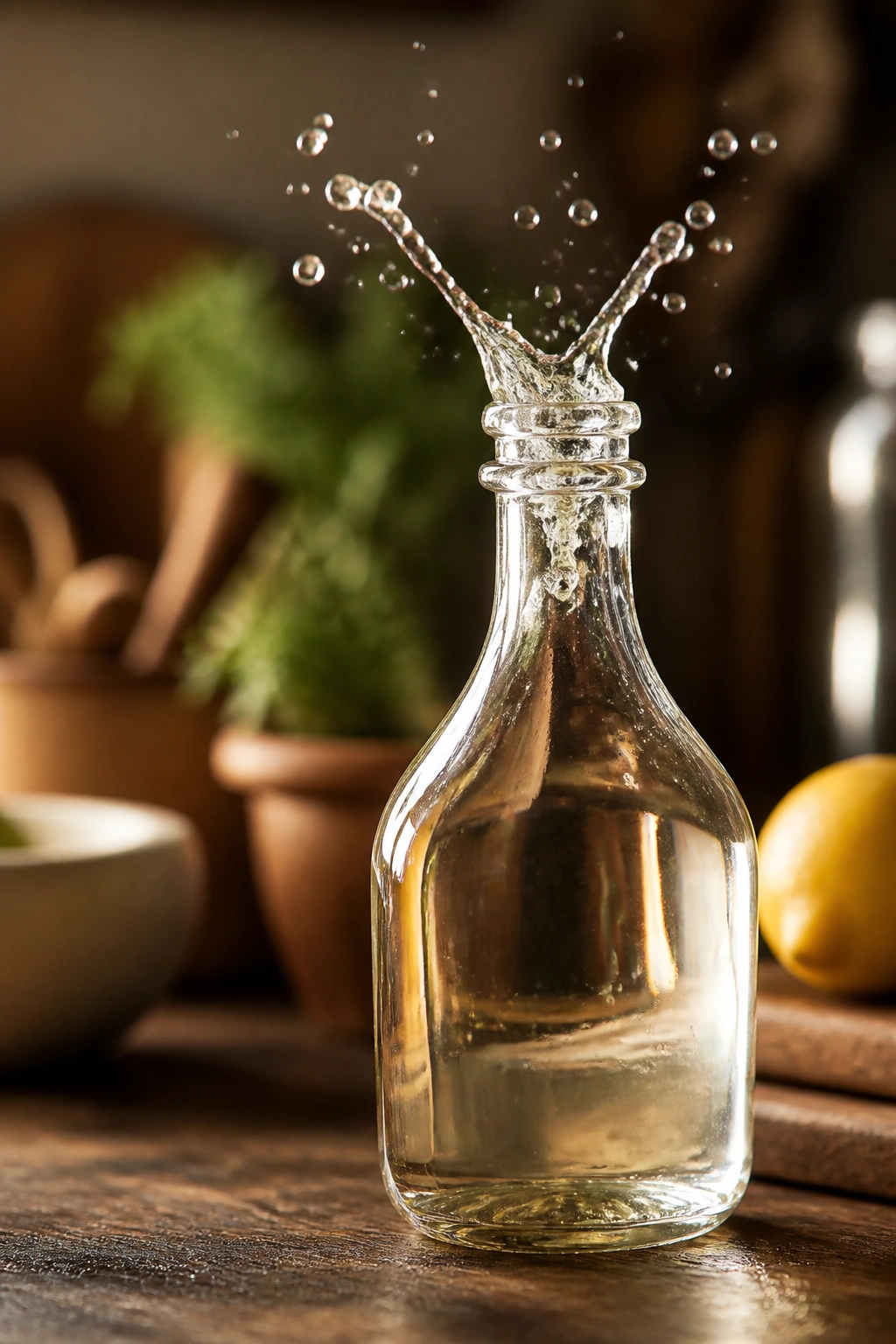 Vinegar bottle ready to boost flavor in cooking