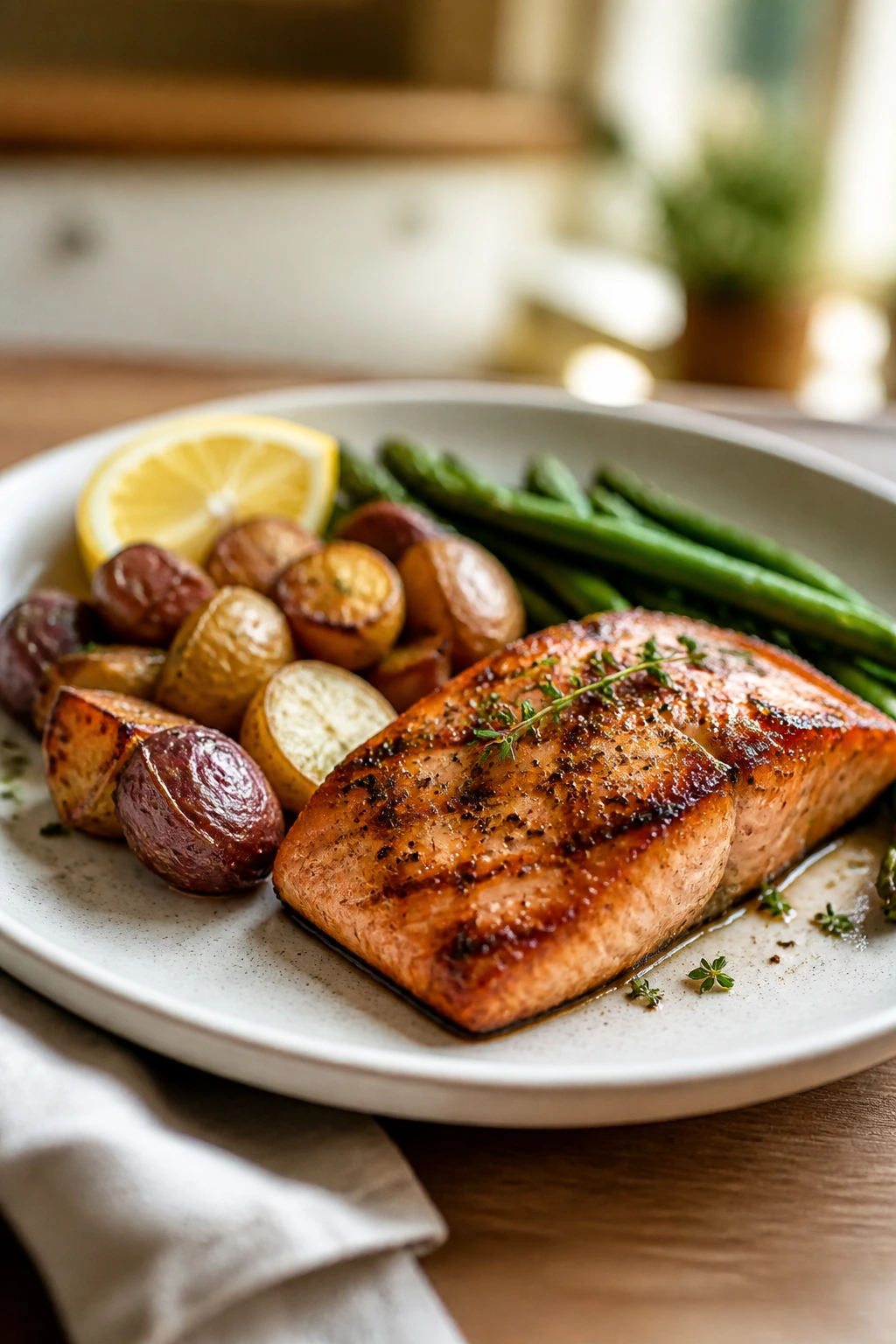 Close-up of a well-balanced weeknight dinner plate