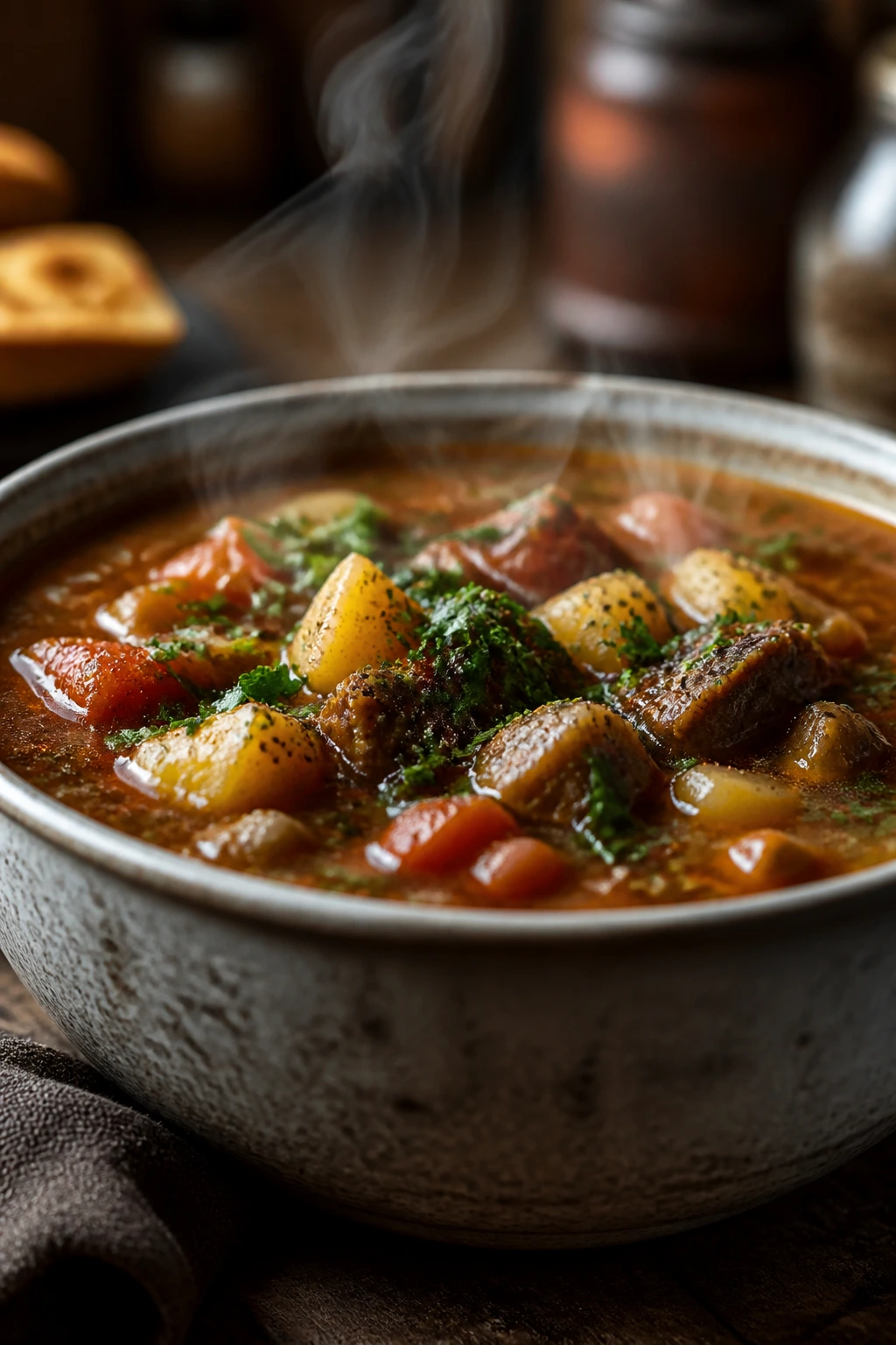 Steaming bowl of soup on a warm counter inviting repeat dinners