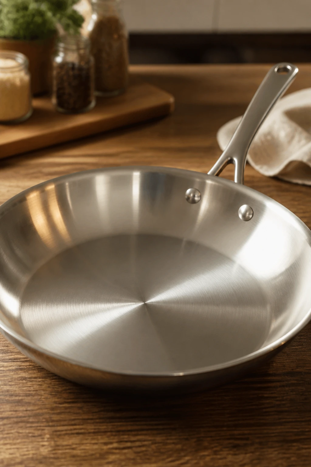 Close-up of a 12-inch skillet on a kitchen counter