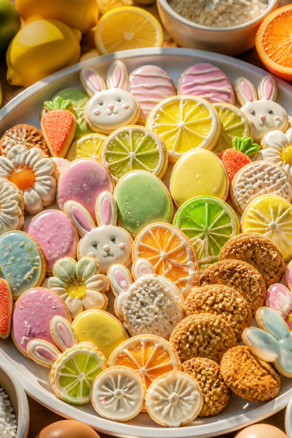 Tray of assorted Easter cookies with variations