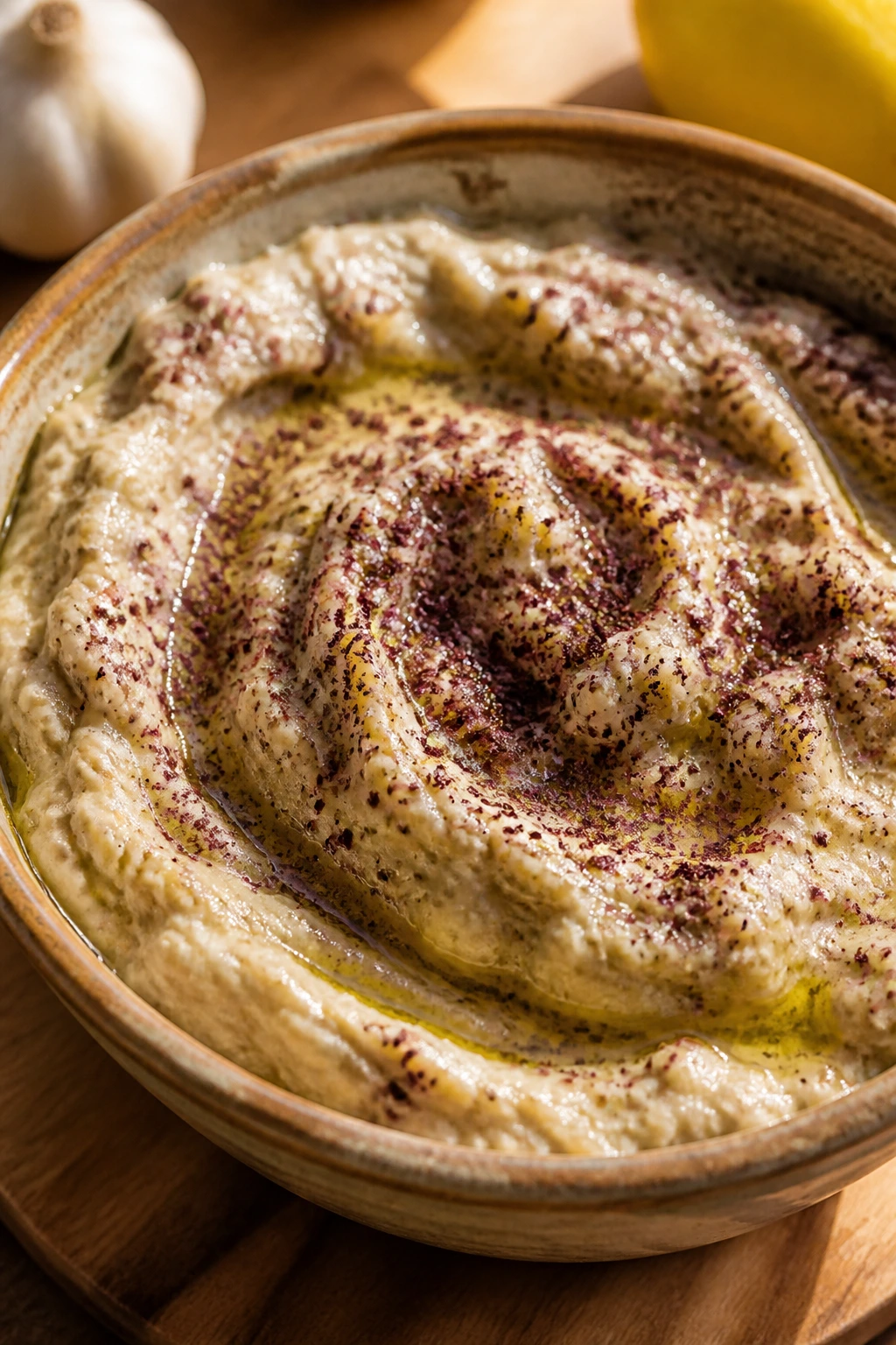 Baba ganoush in a bowl with sumac