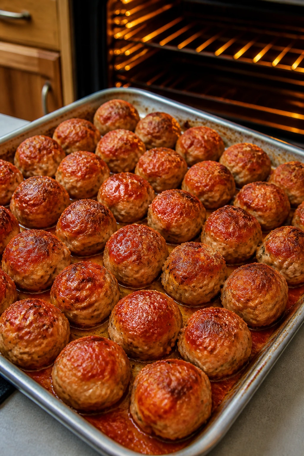 Baked turkey meatballs on a sheet pan