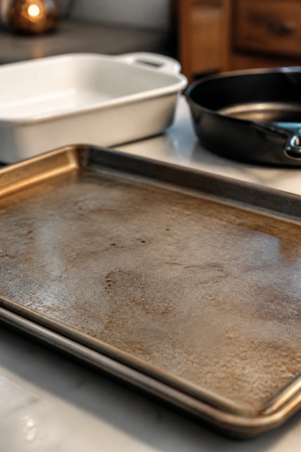 Close-up of essential kitchen equipment on a counter