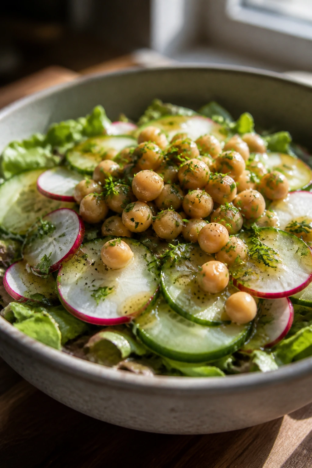 Balanced salad in a bowl showing deliberate layering for balance