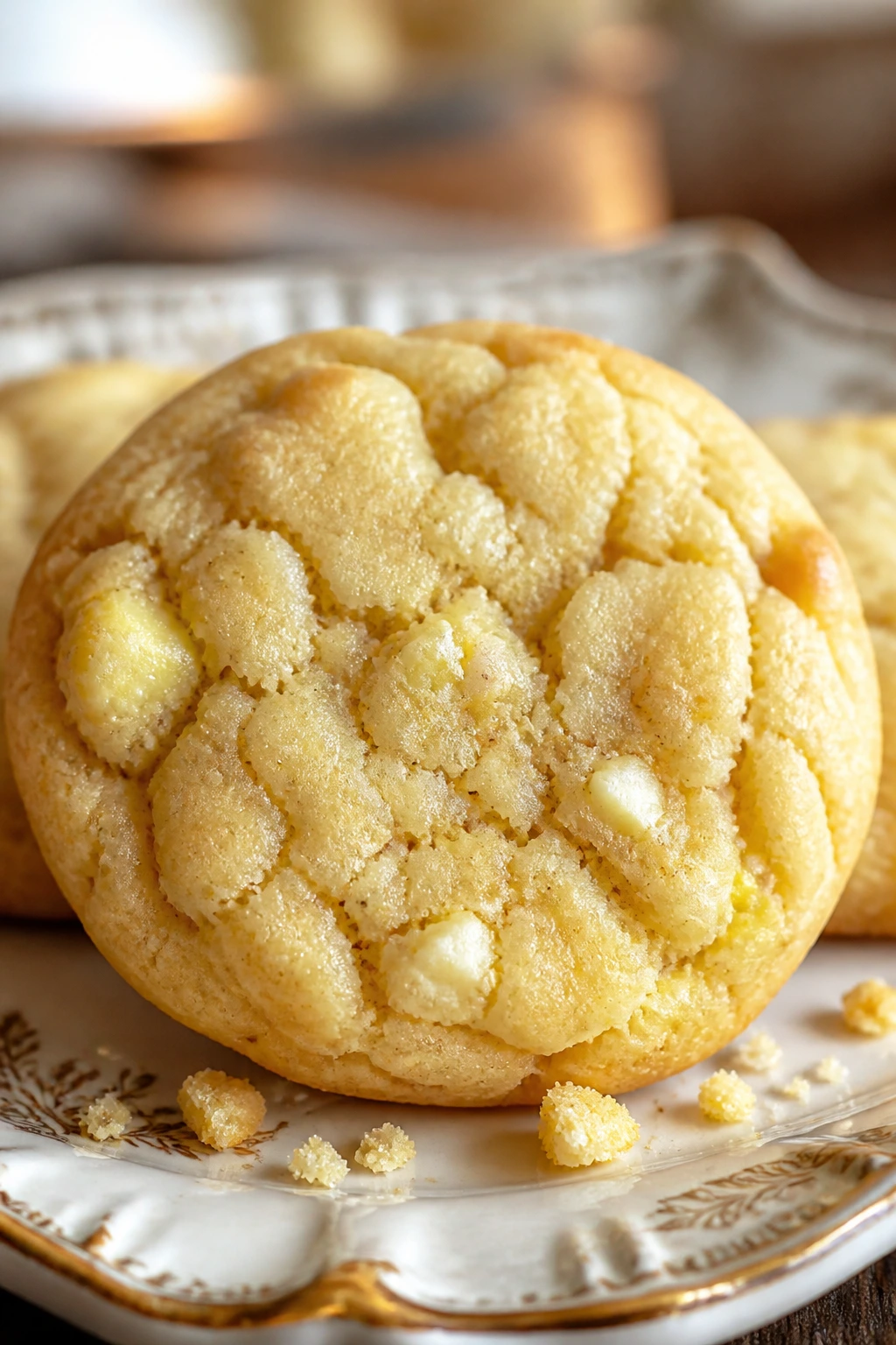 Close-up of Banana Pudding Cookies on a vintage plate
