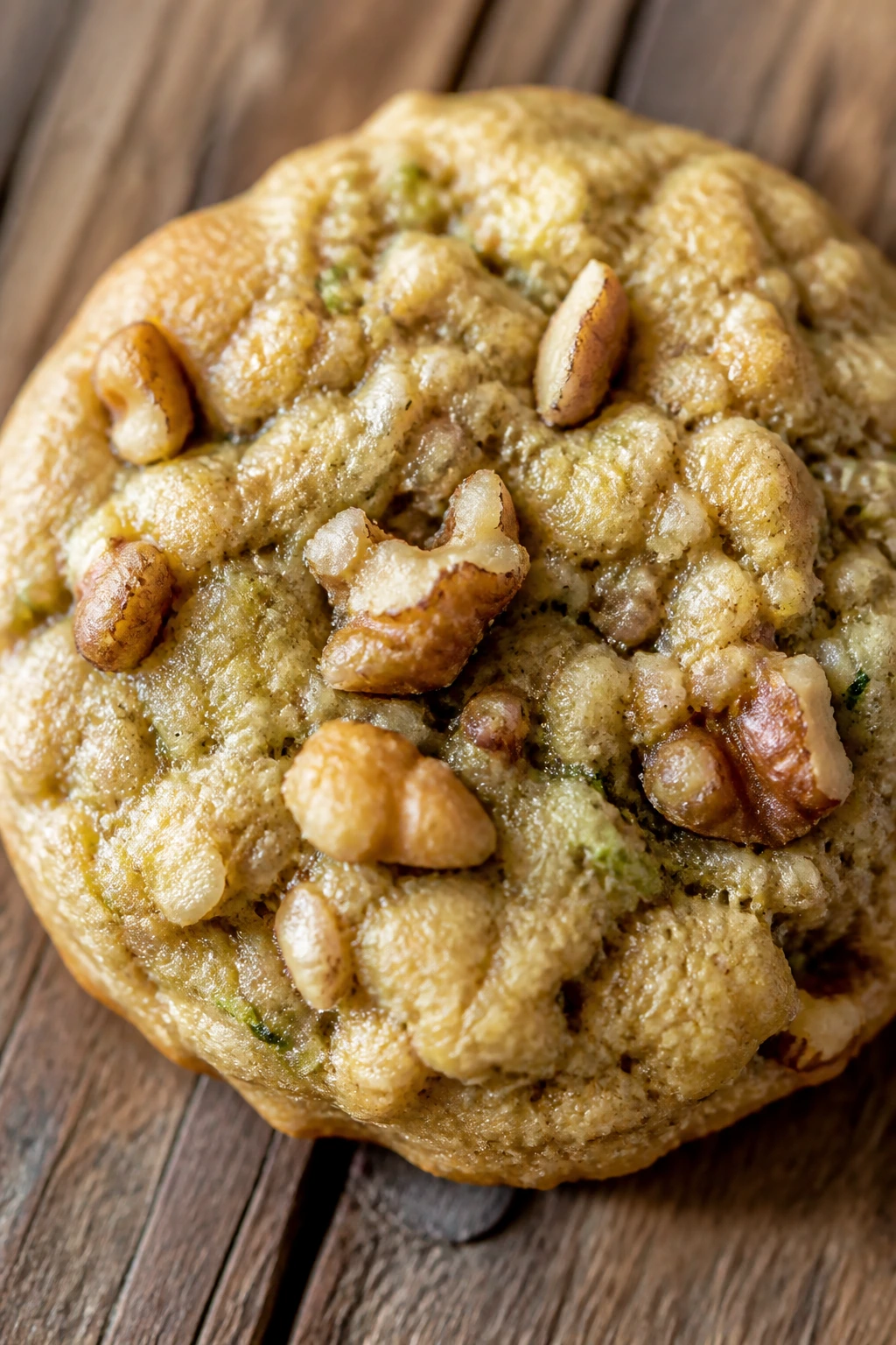 Close-up Banana Walnut Zucchini Oatmeal Cookie with walnuts