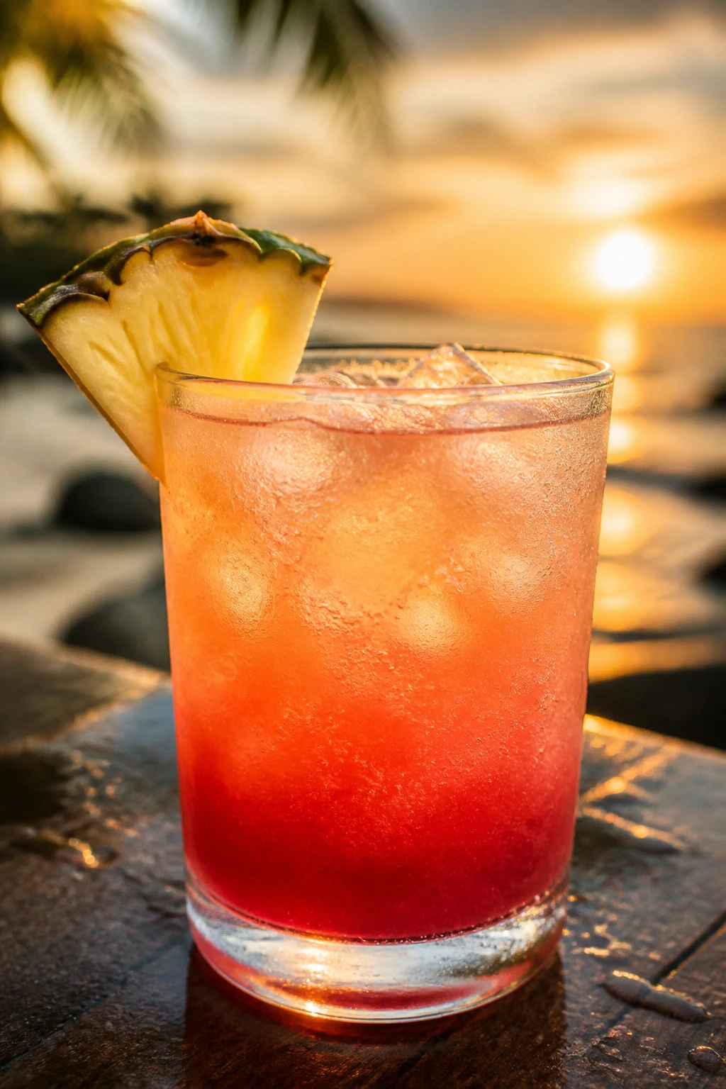 Bay Breeze with a fizzy top in glass during golden hour
