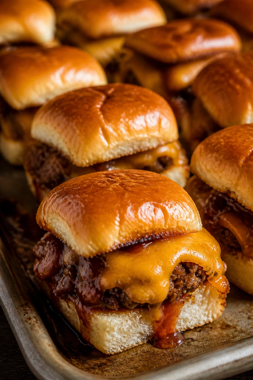Beef sliders with BBQ cheddar glaze